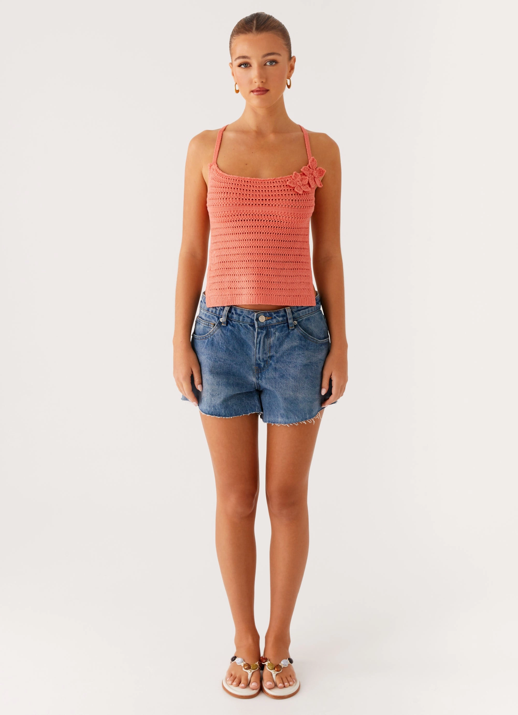 Kia Cross Back Top - Coral Classic Crewneck Design
