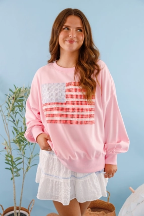 America's Sweetheart Pullover-Pink WrinkleResistant