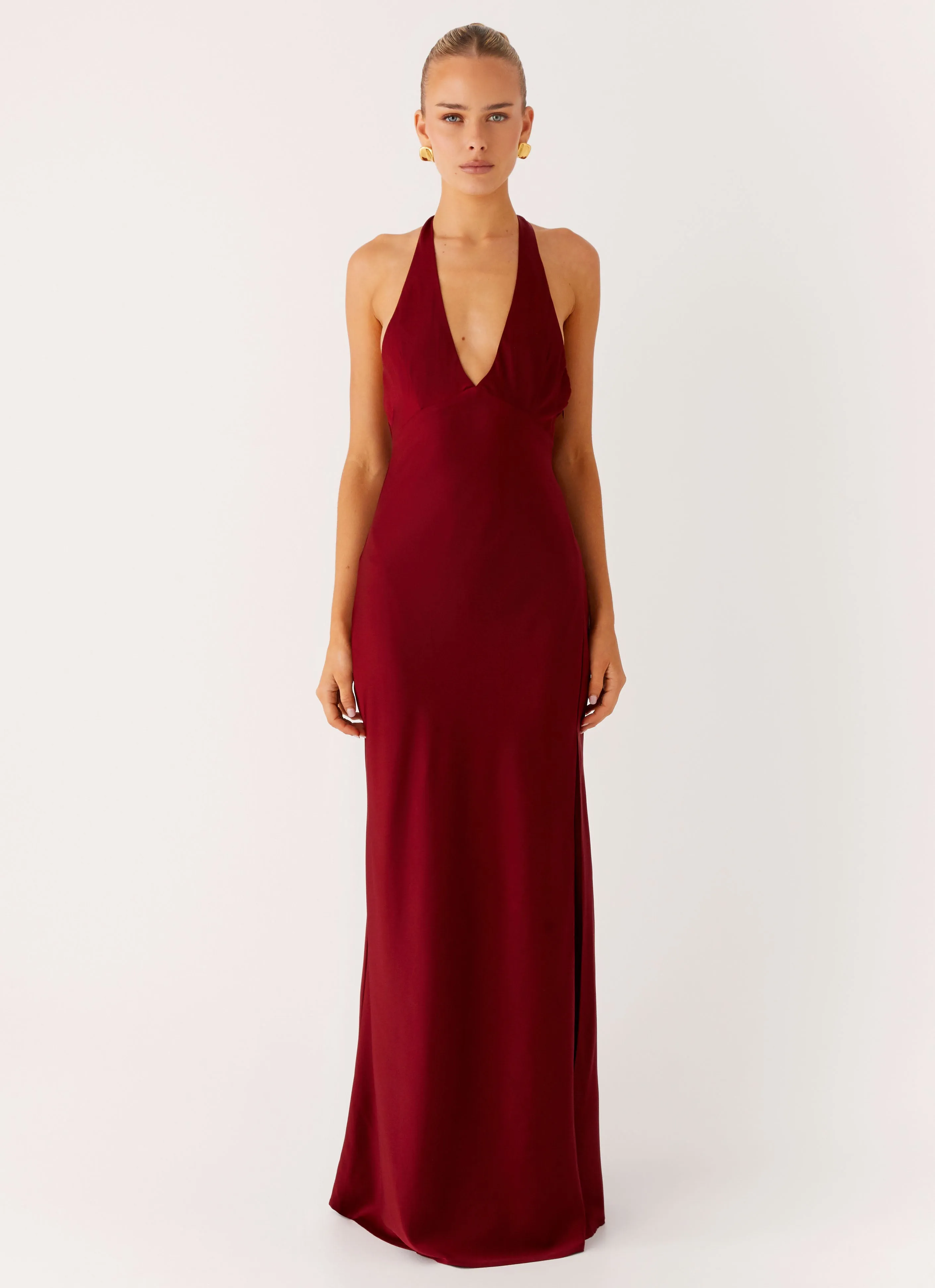 Angie Maxi Dress - Burgundy Flower Soft Classic structured dress