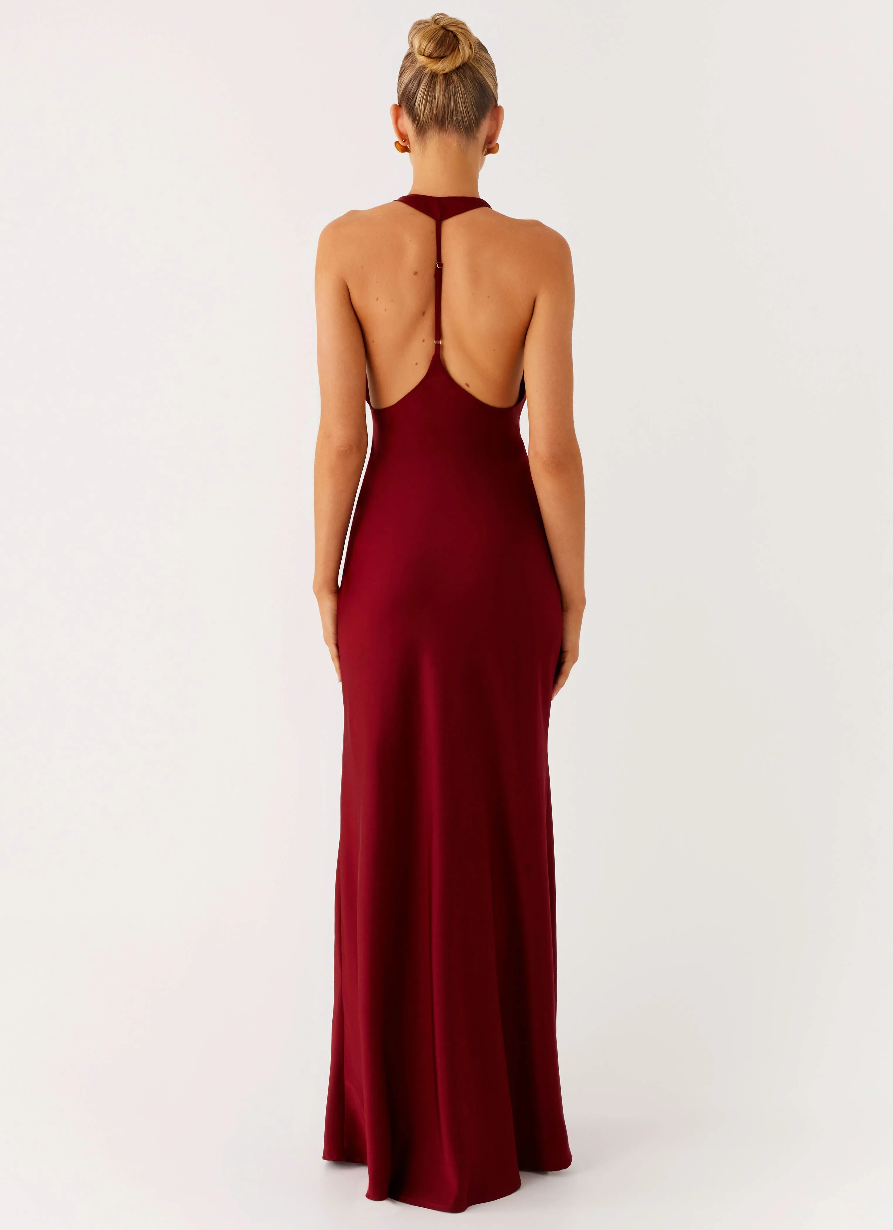 Angie Maxi Dress - Burgundy Flap-Detail