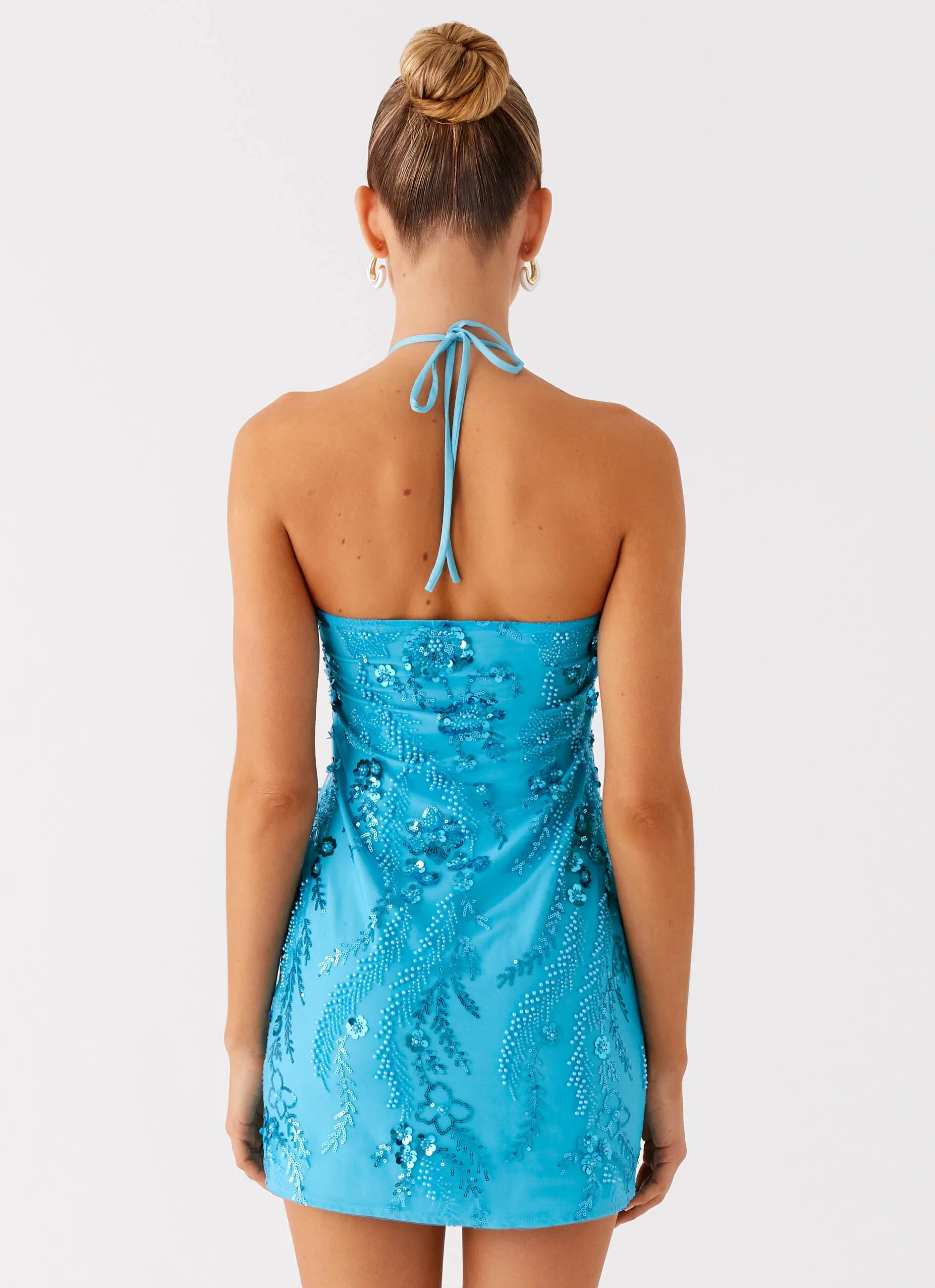 Smart Design Tailored Wear Bebe Beaded Mini Dress - Royal Blue