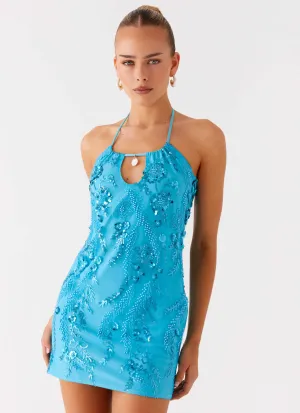 Bebe Beaded Mini Dress - Royal Blue Event Favorite
