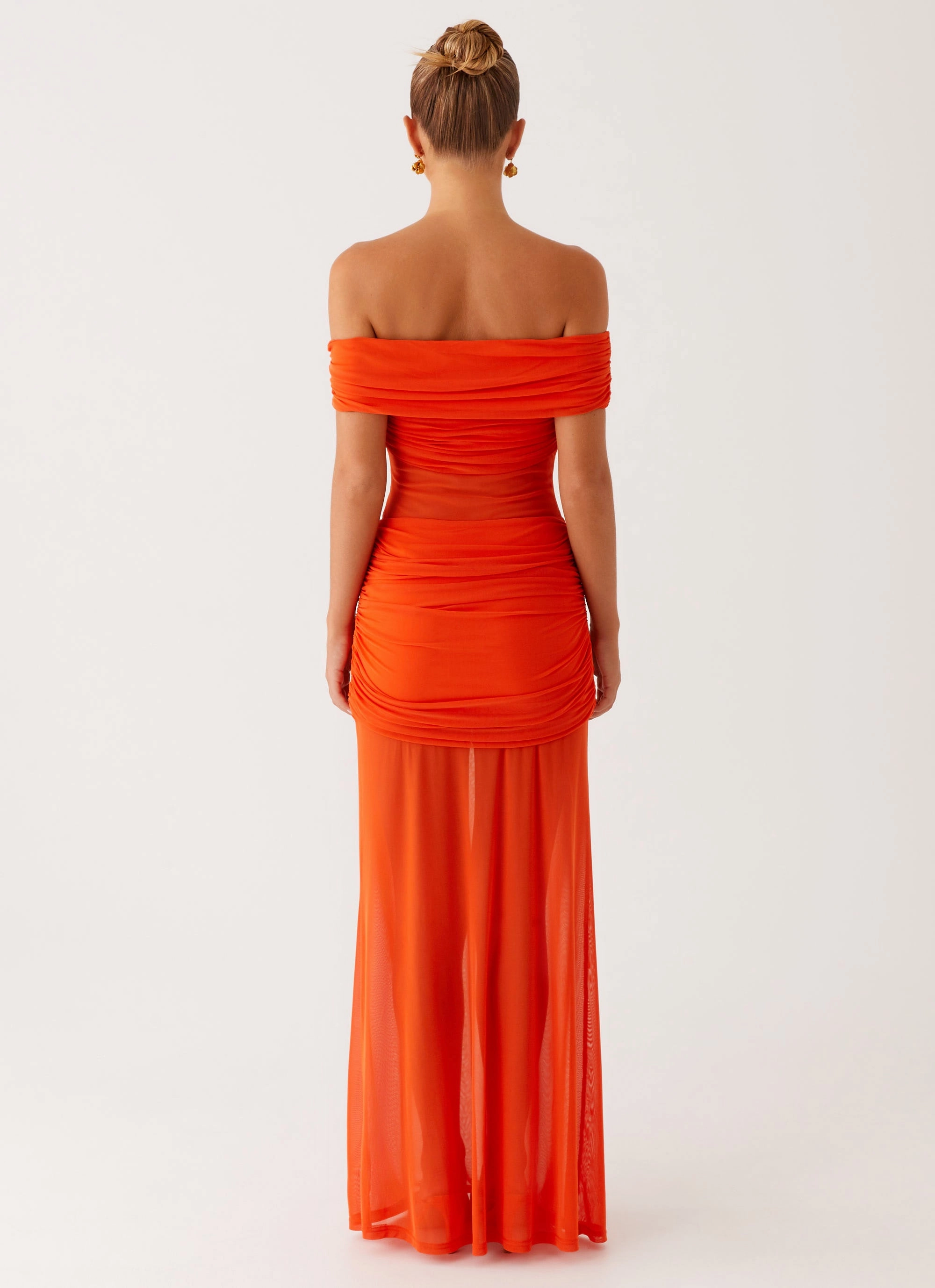 Trend Detail Charming Off Shoulder Maxi Dress - Orange