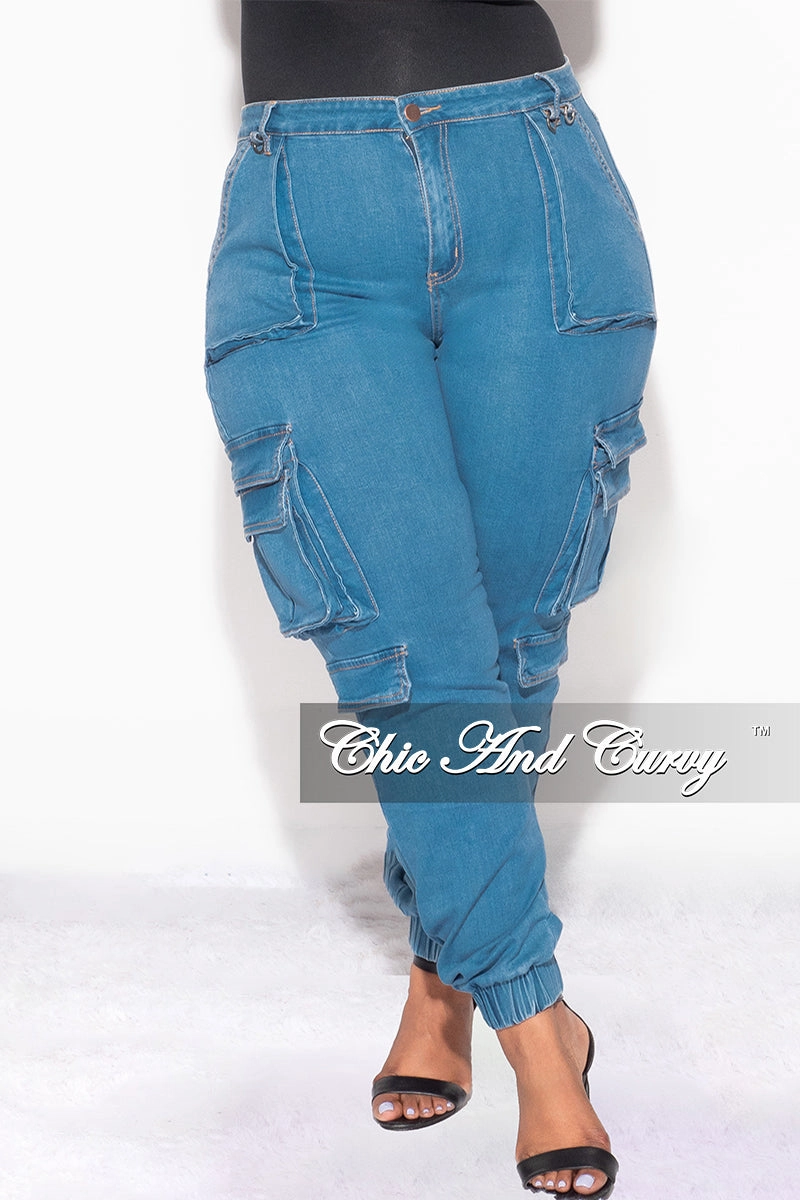 Final Sale Plus Size Cargo Jeans in Denim Quick Movement Wear