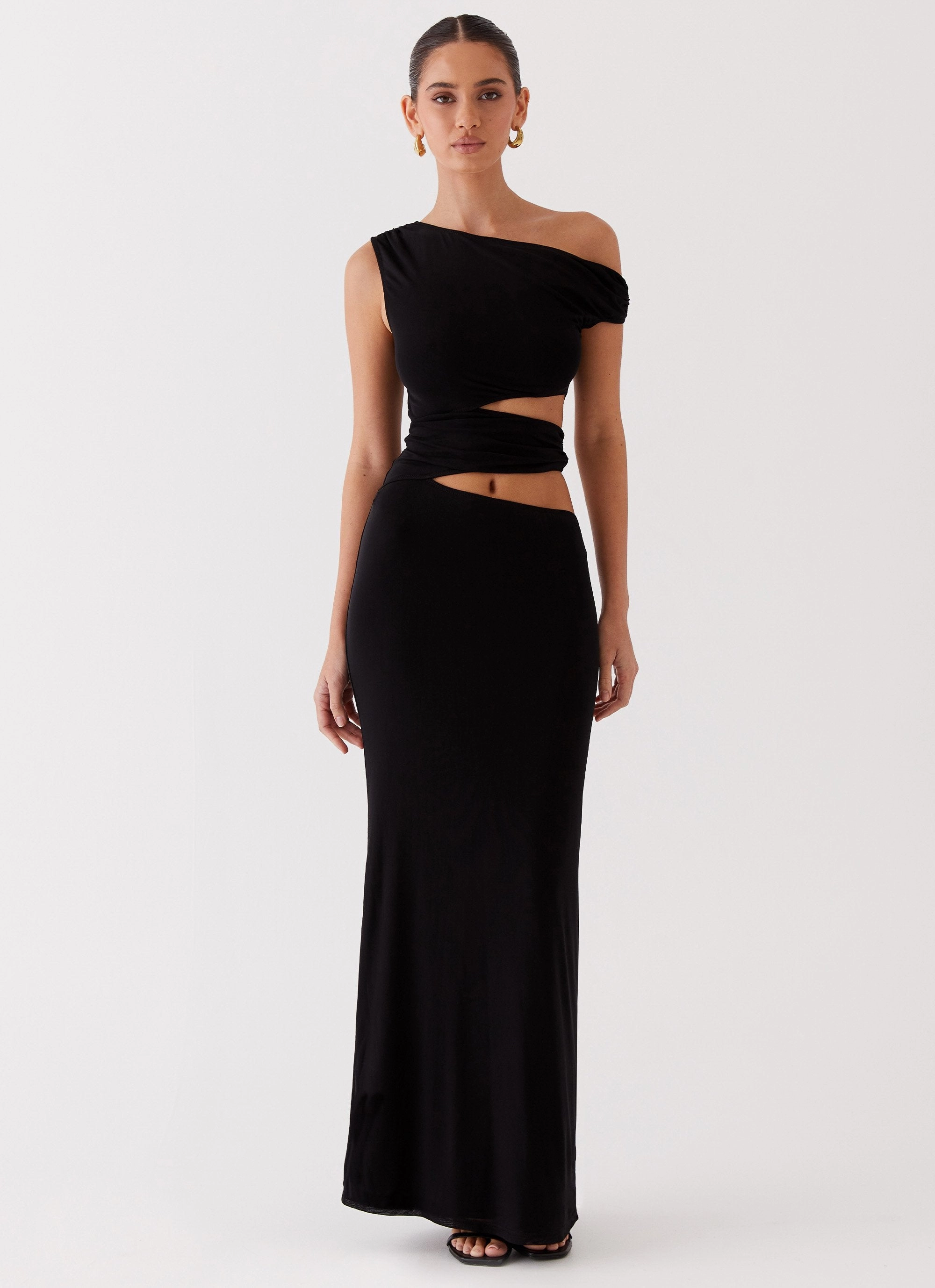 Quiet Mood Margot One Shoulder Maxi Dress - Black