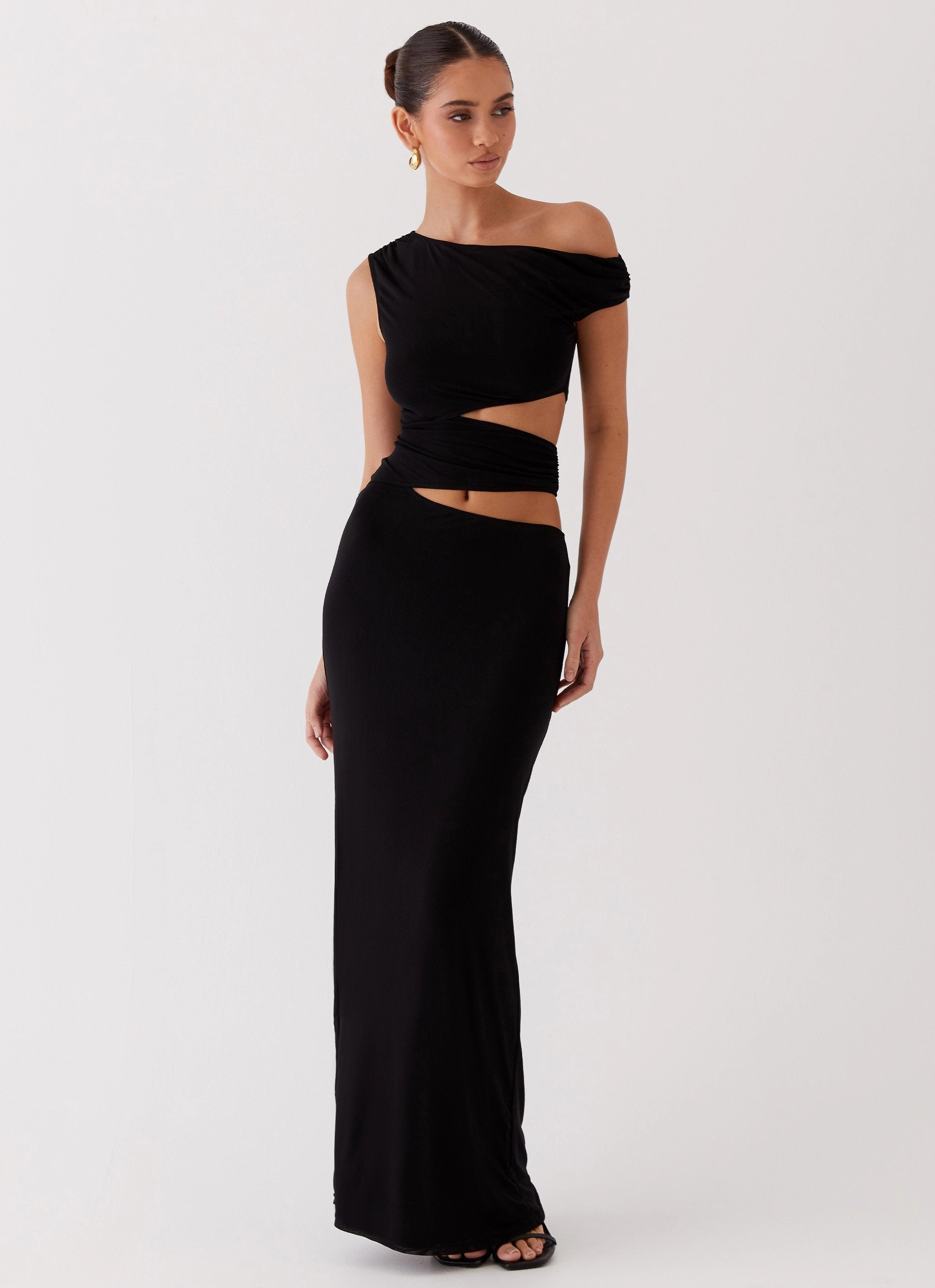 Margot One Shoulder Maxi Dress - Black Fast Chic