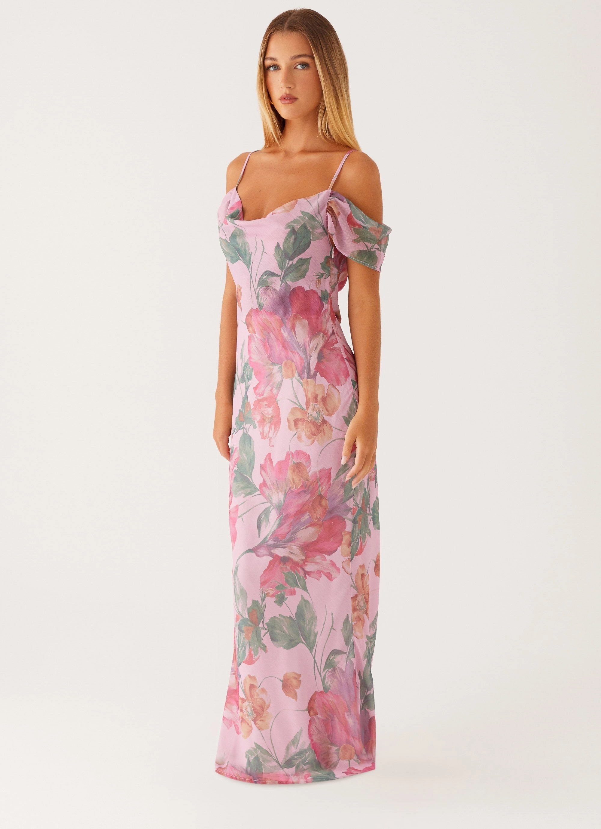 Seline Maxi Dress - Pink Floral Sleek and Sleek