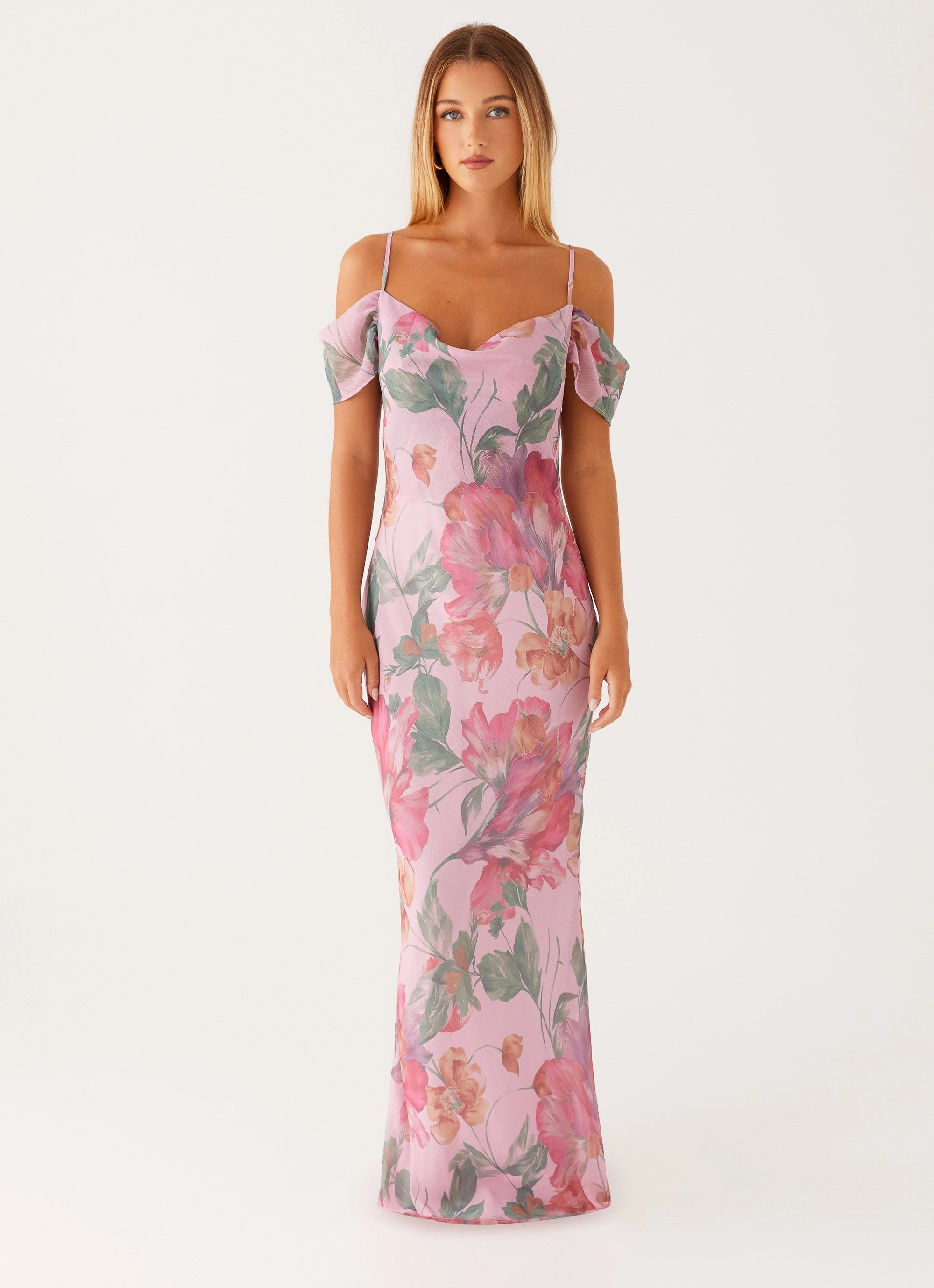 Seline Maxi Dress - Pink Floral Lightweight-Lining