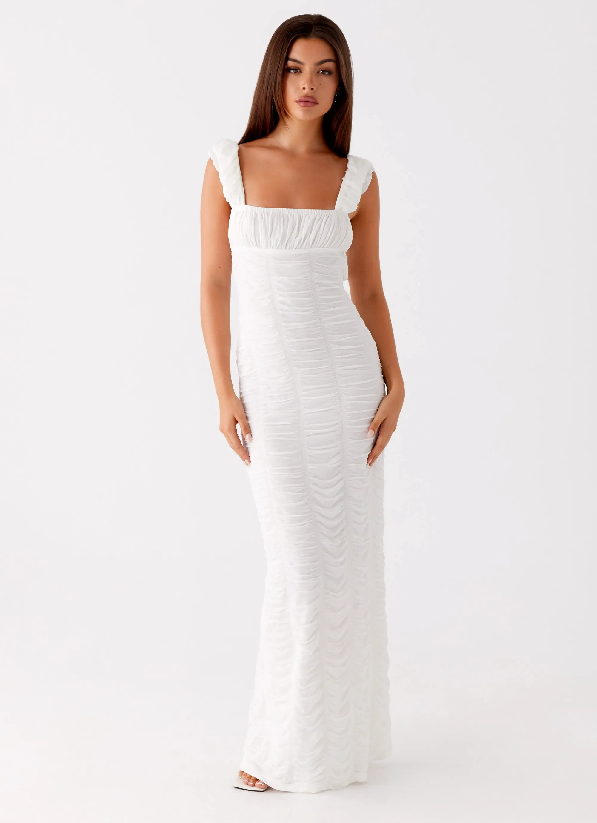 Senses Midi Dress - White Clean Stitch Farm Scene