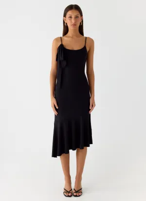 Easy Comfort Tranquility Asymmetric Midi Dress - Black