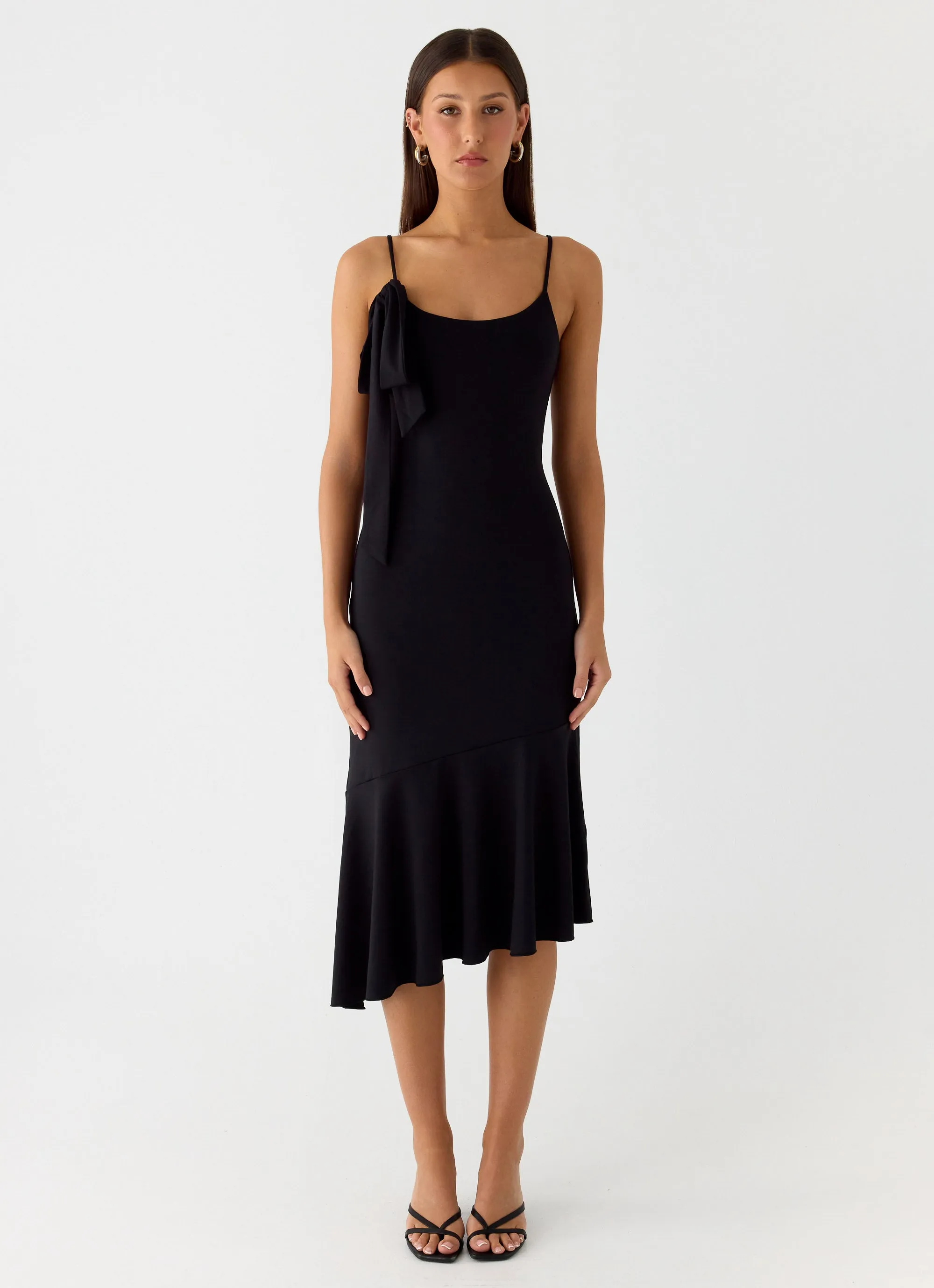 Easy Comfort Tranquility Asymmetric Midi Dress - Black