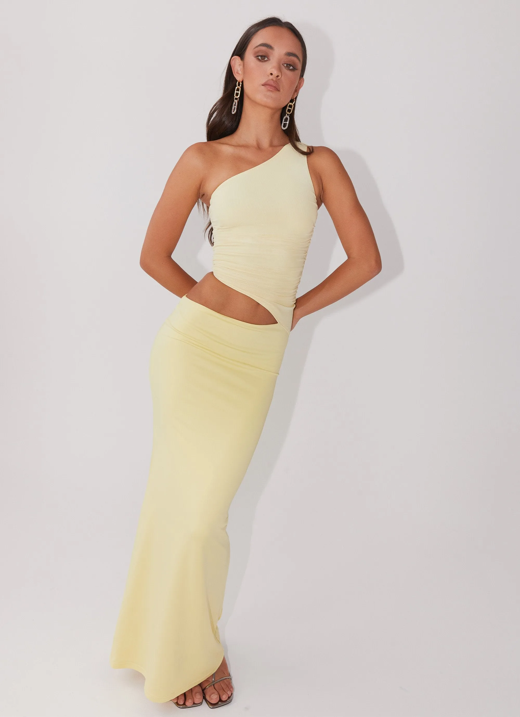 Seranella One Shoulder Maxi Dress - Lemon Urban Touch