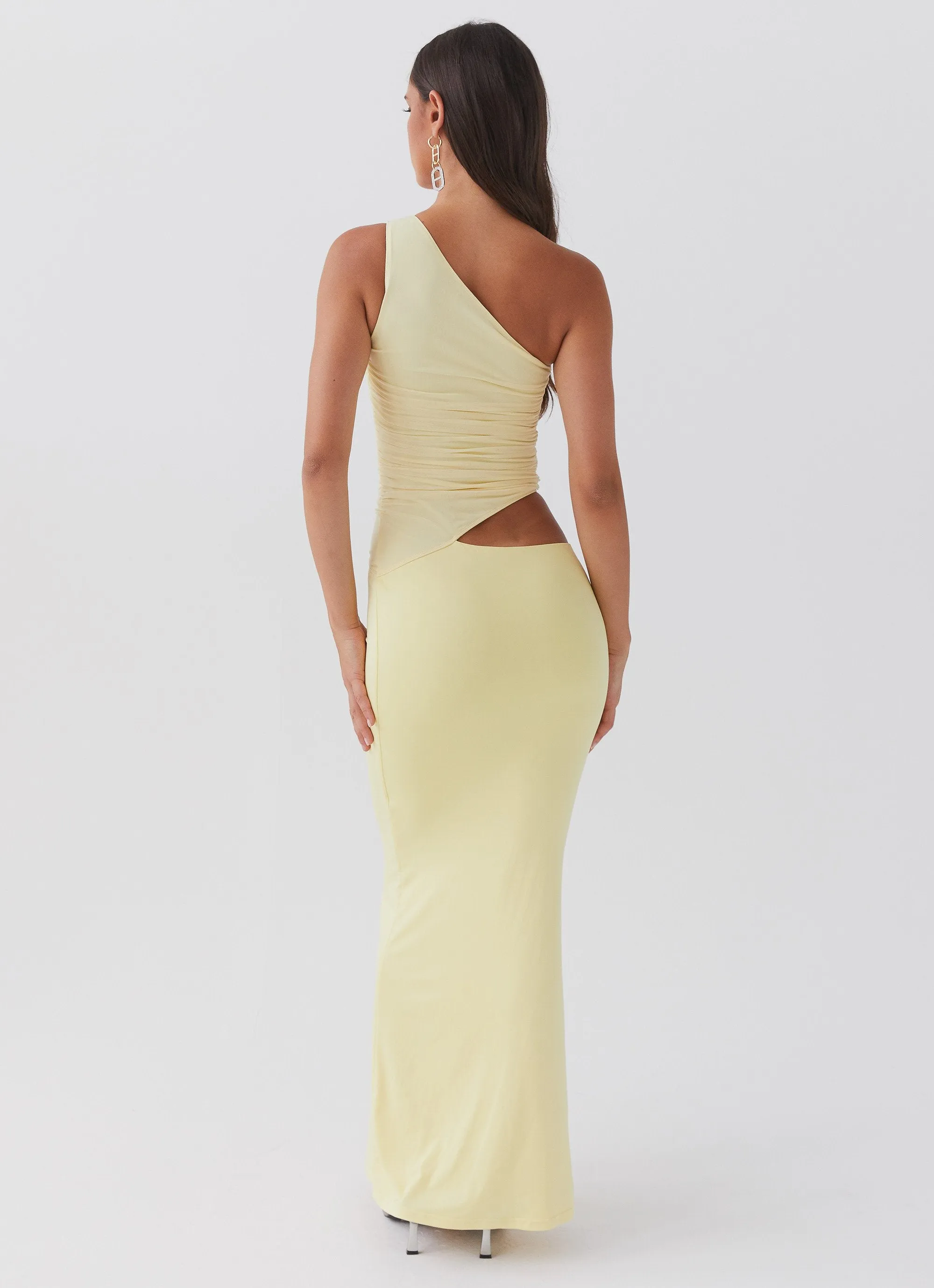 Daily Silhouette Seranella One Shoulder Maxi Dress - Lemon