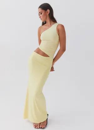 Minimal Motion Seranella One Shoulder Maxi Dress - Lemon