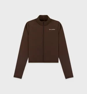 Serif Logo Sports Jacket - Chocolate/White