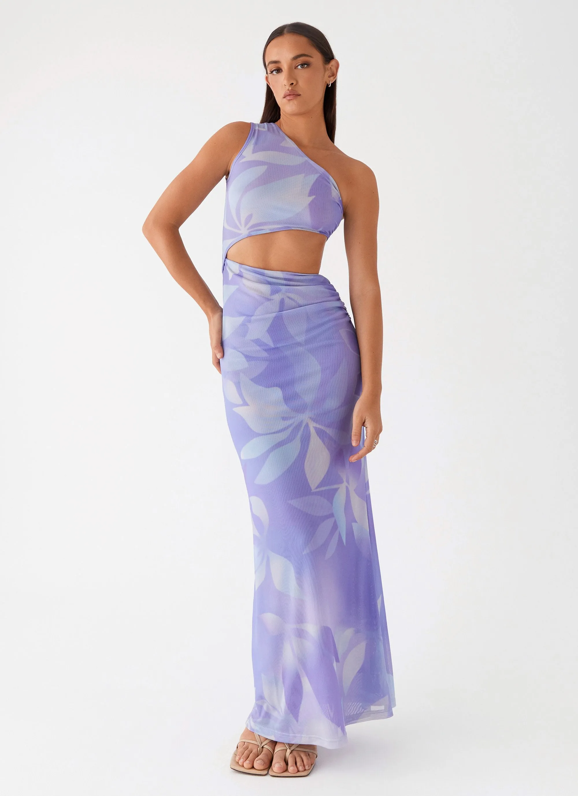 Natural Fit Shadows In The Sun Mesh Maxi Dress - Purple Rain