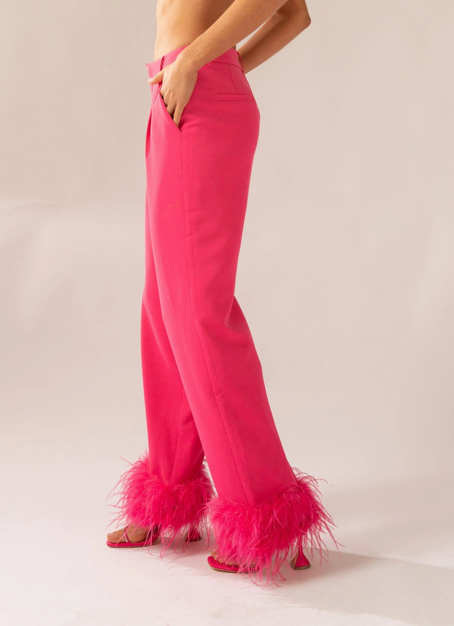 Shake It Off Feather Pants - Magenta MoistureWicking