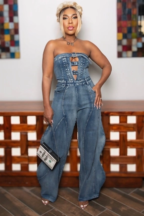 Comfortable Stretch Quick Cool Shanteria Wide Leg Lux Denim Jumper