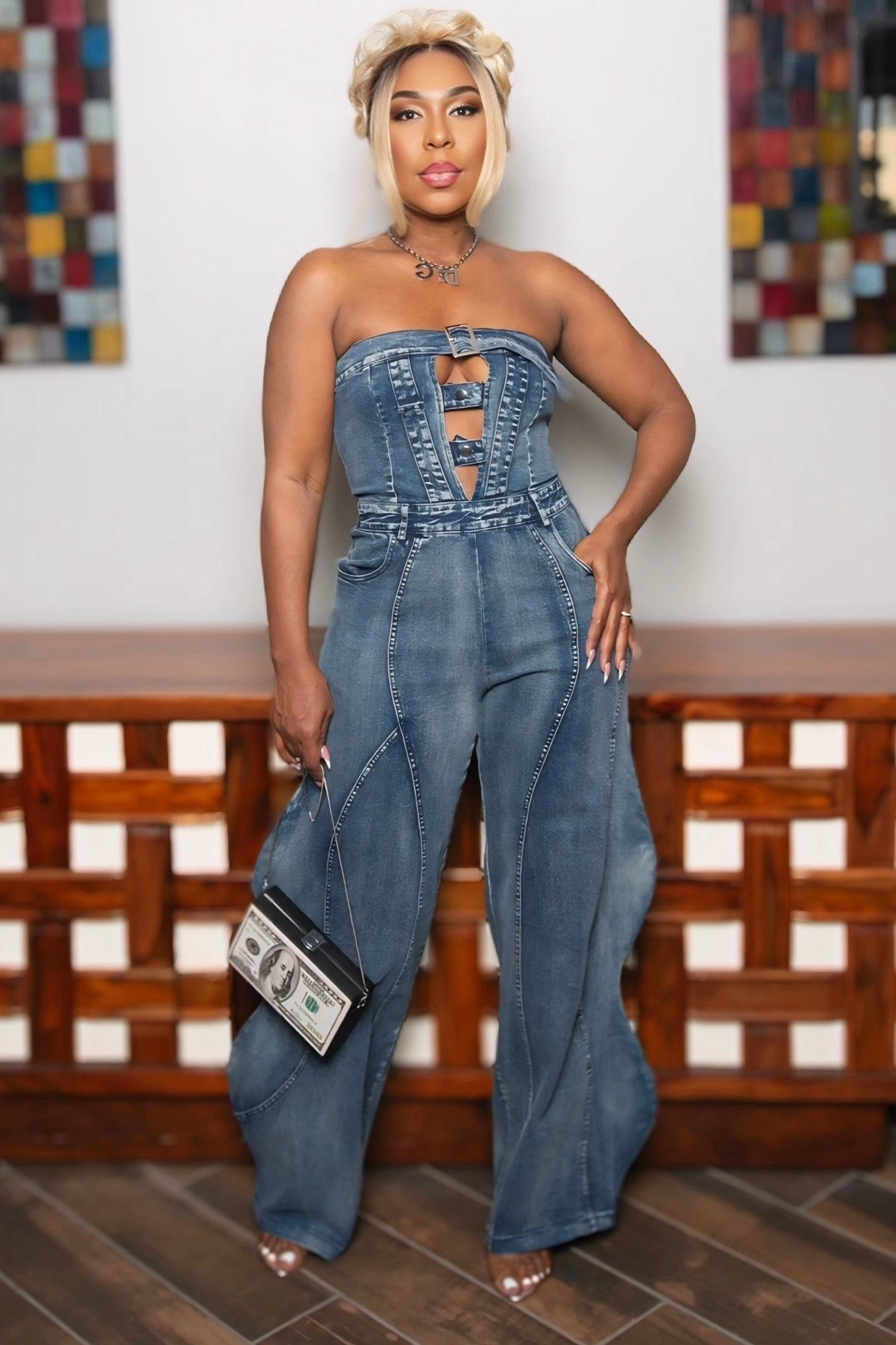Comfortable Stretch Quick Cool Shanteria Wide Leg Lux Denim Jumper