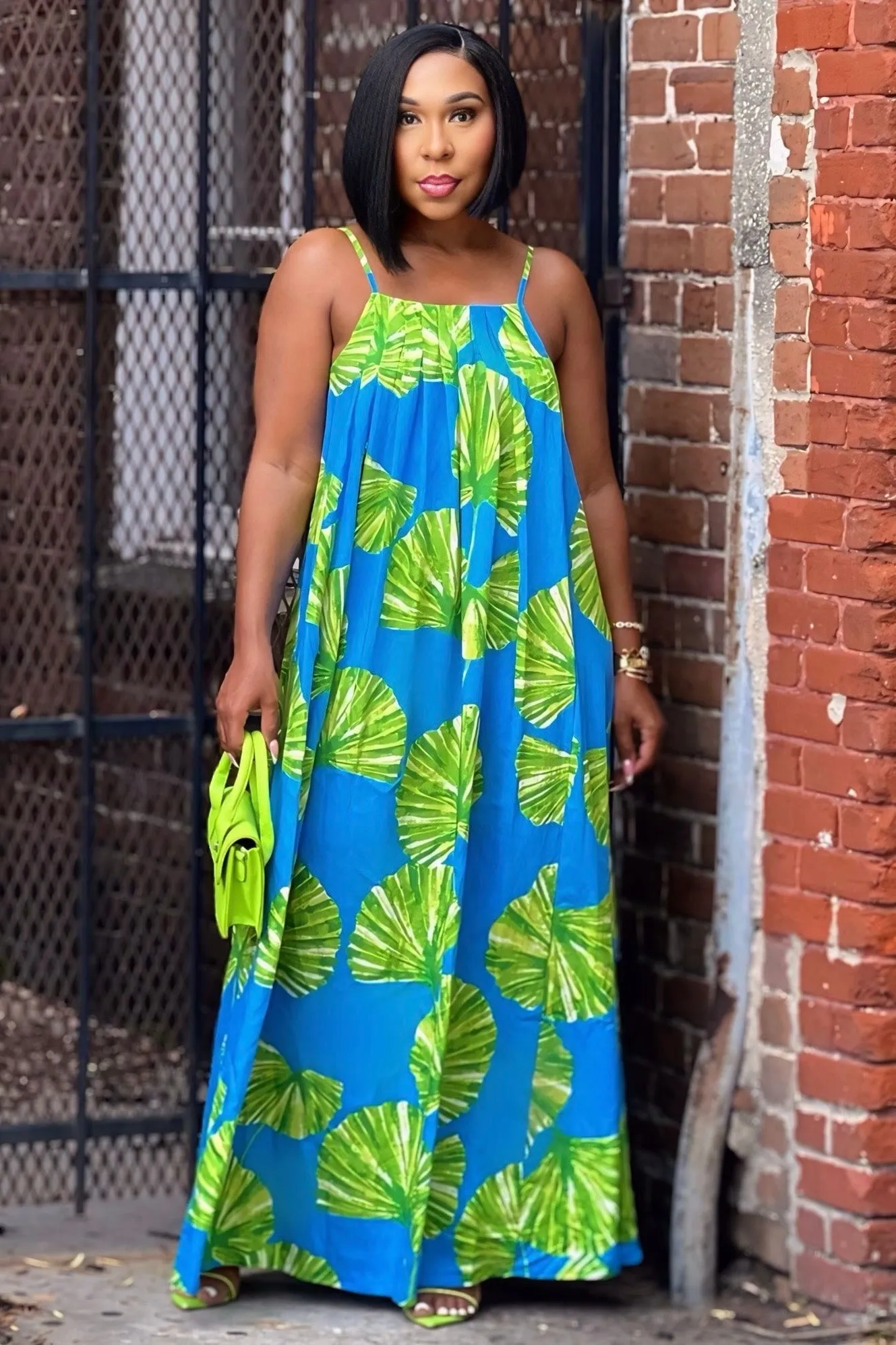 Flexible Cut Breathable Style Shawanna Island Glow Maxi Dress