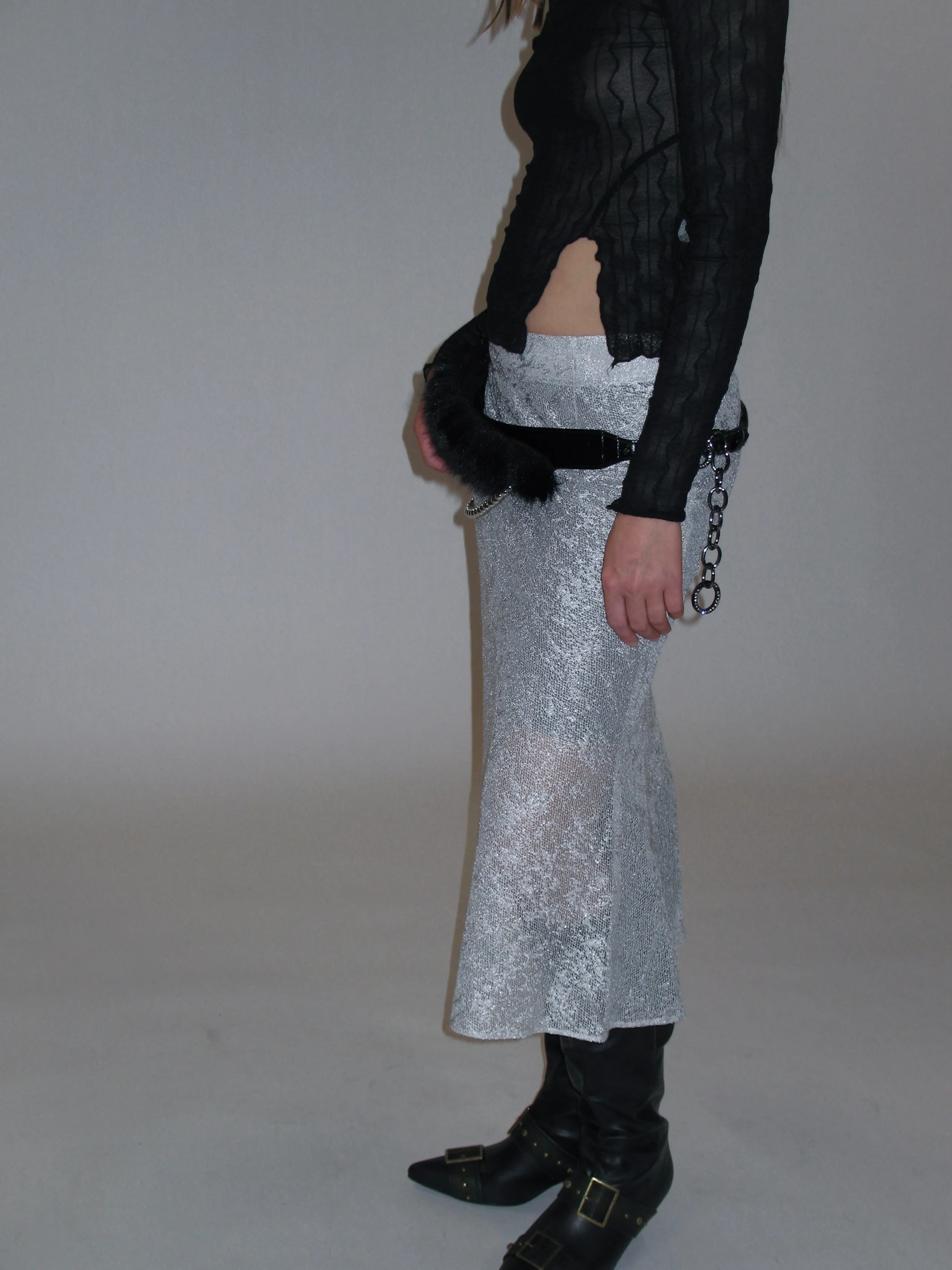 Sheer A-Line Midi Skirt