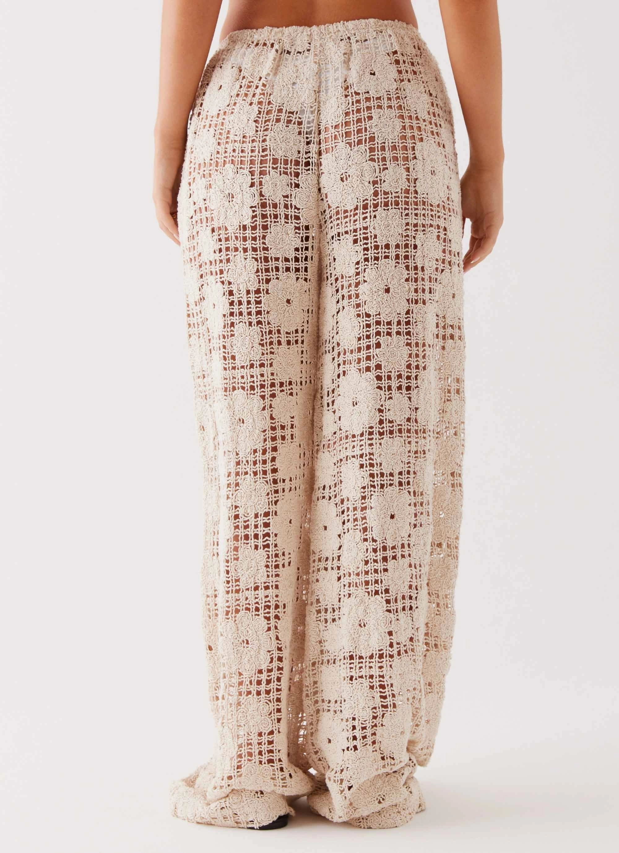 High Density Weave Shell Beach Crochet Pants - Ivory