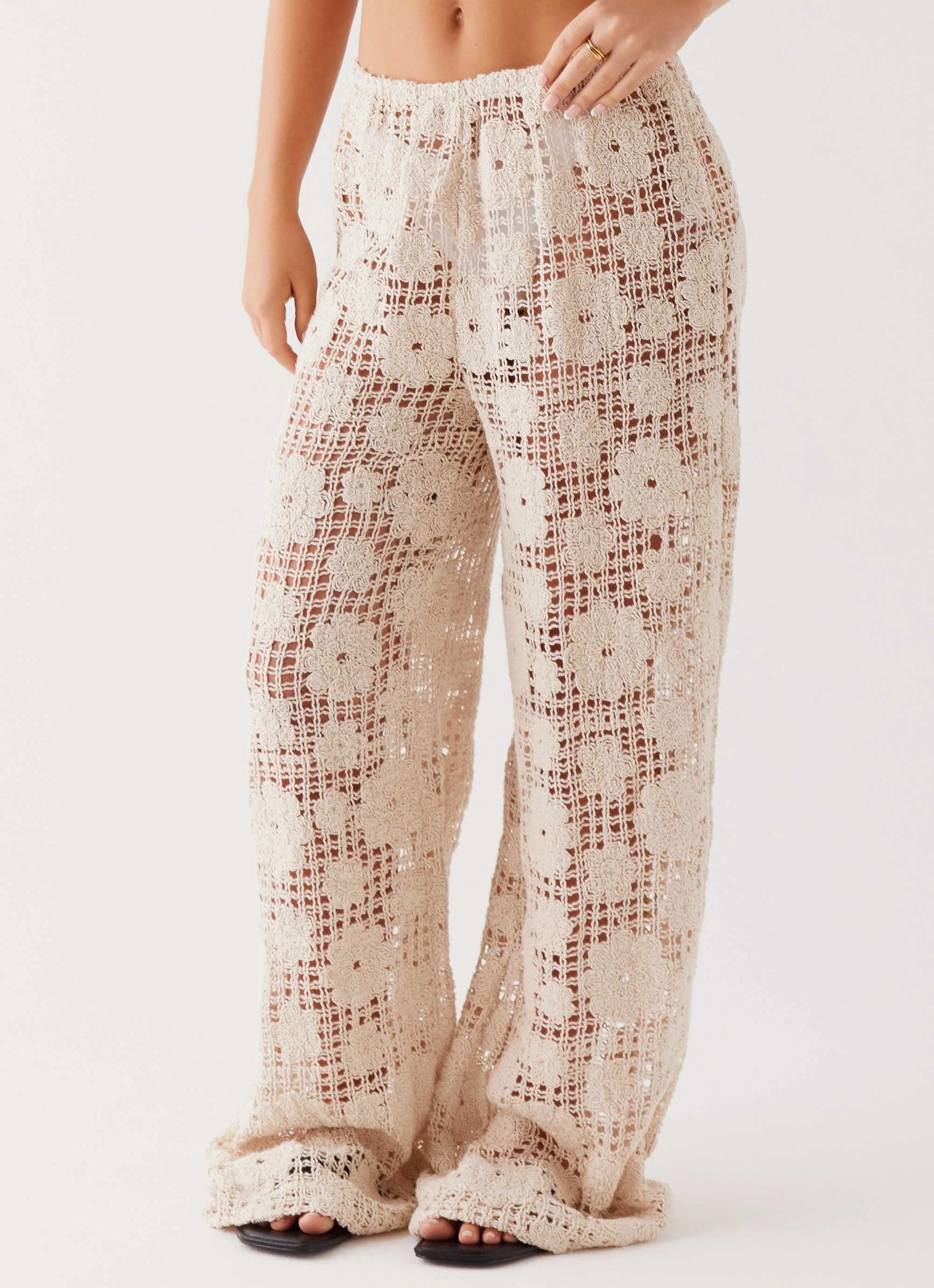Shell Beach Crochet Pants - Ivory Blackout fabric Comfort Fit Wear