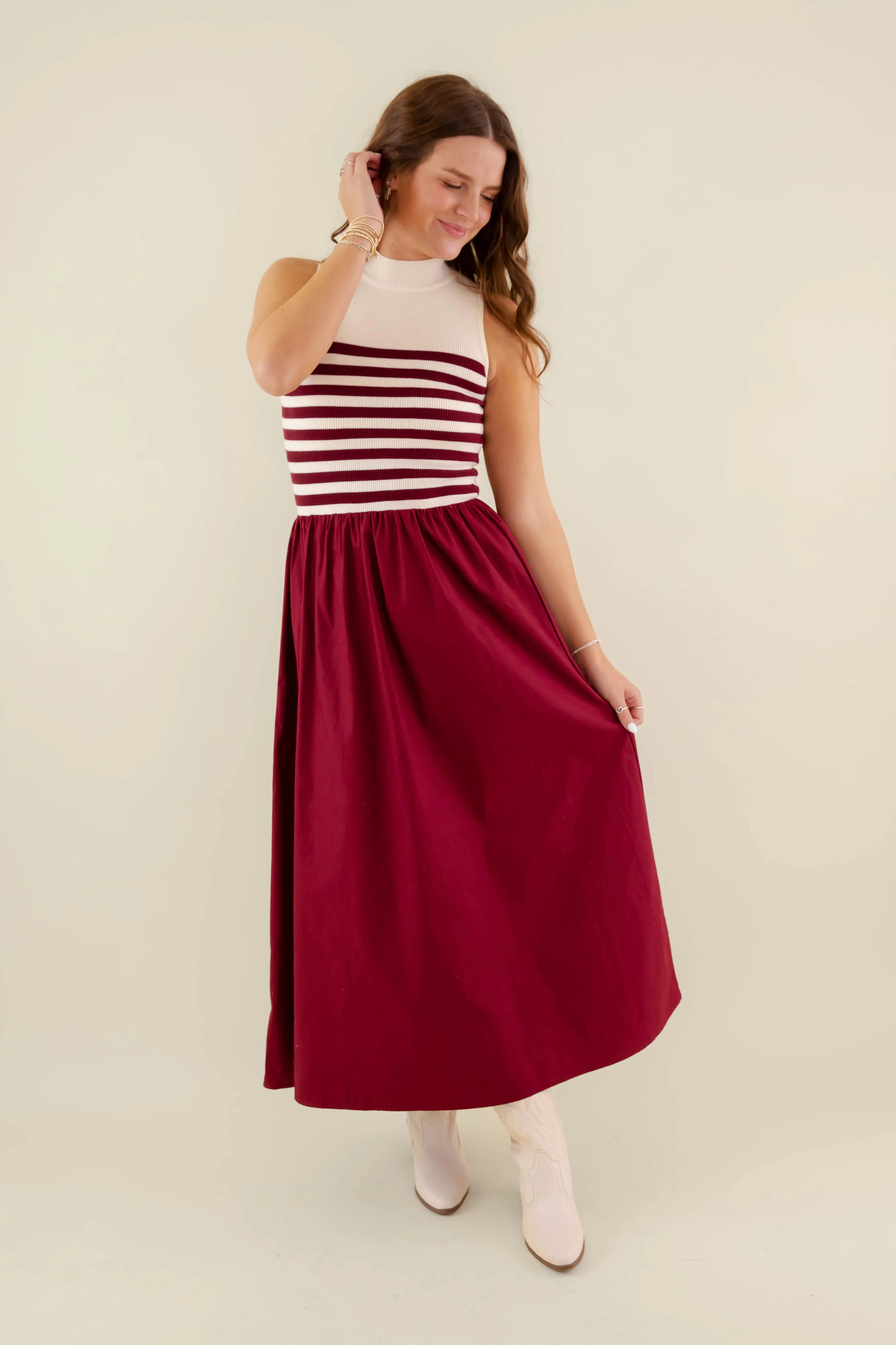 All-season She's A Classic Maxi Dress-Wine