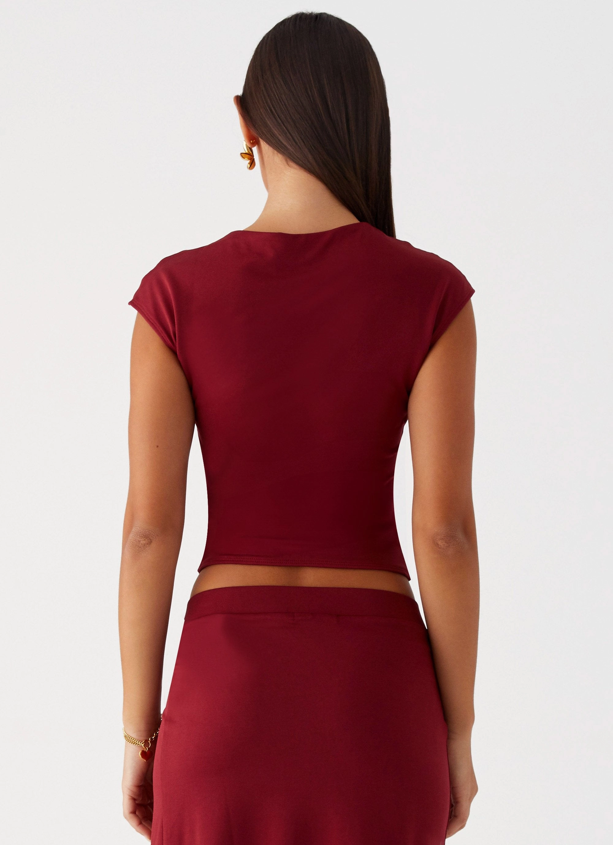 Wrinkle Free Weave RawEdgedDesign Shes A Lady Top - Red