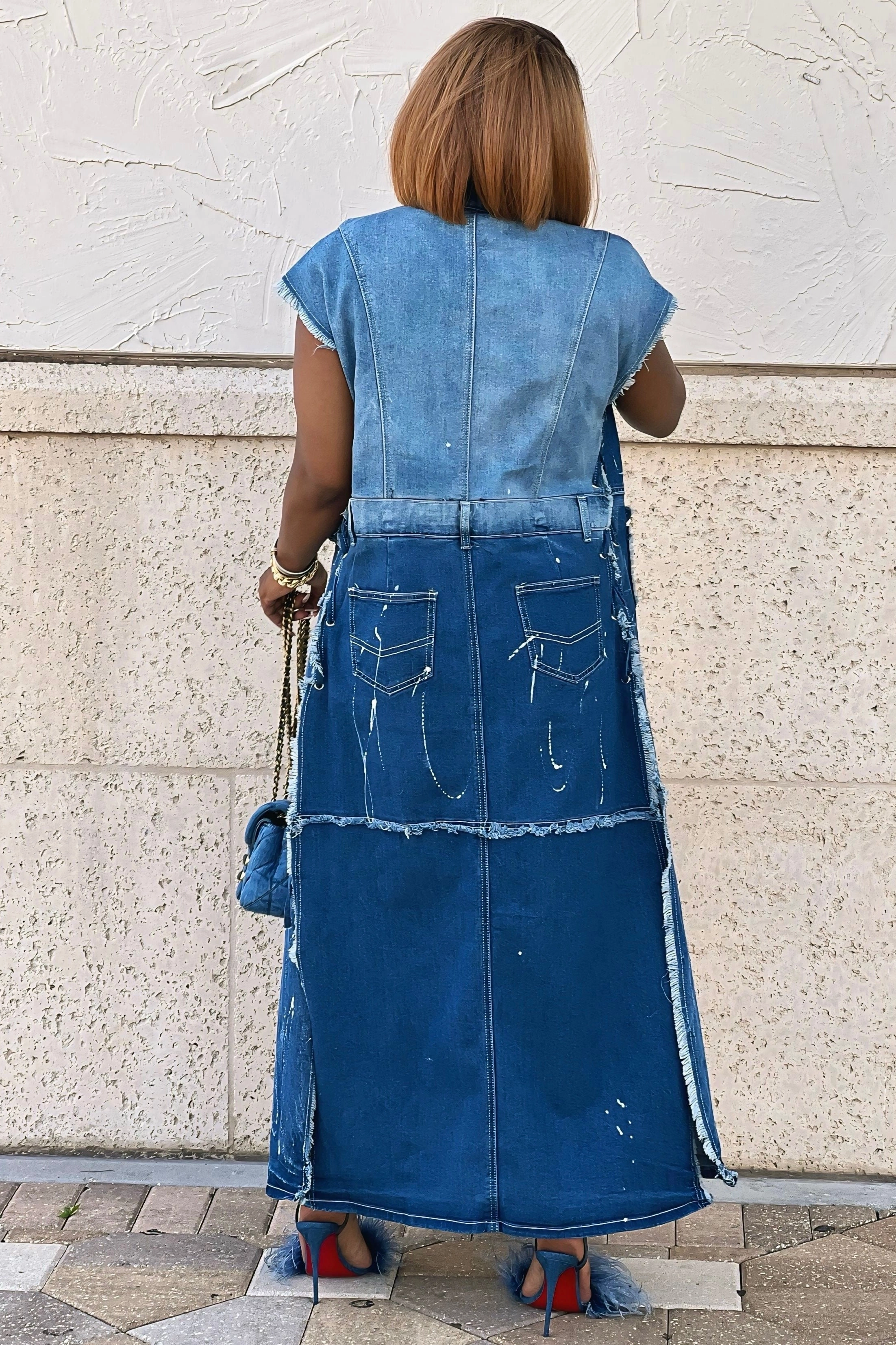 Ventilation System Functional Pockets Style Shonnie Rodeo Ready Denim Duster Vest/Shacket