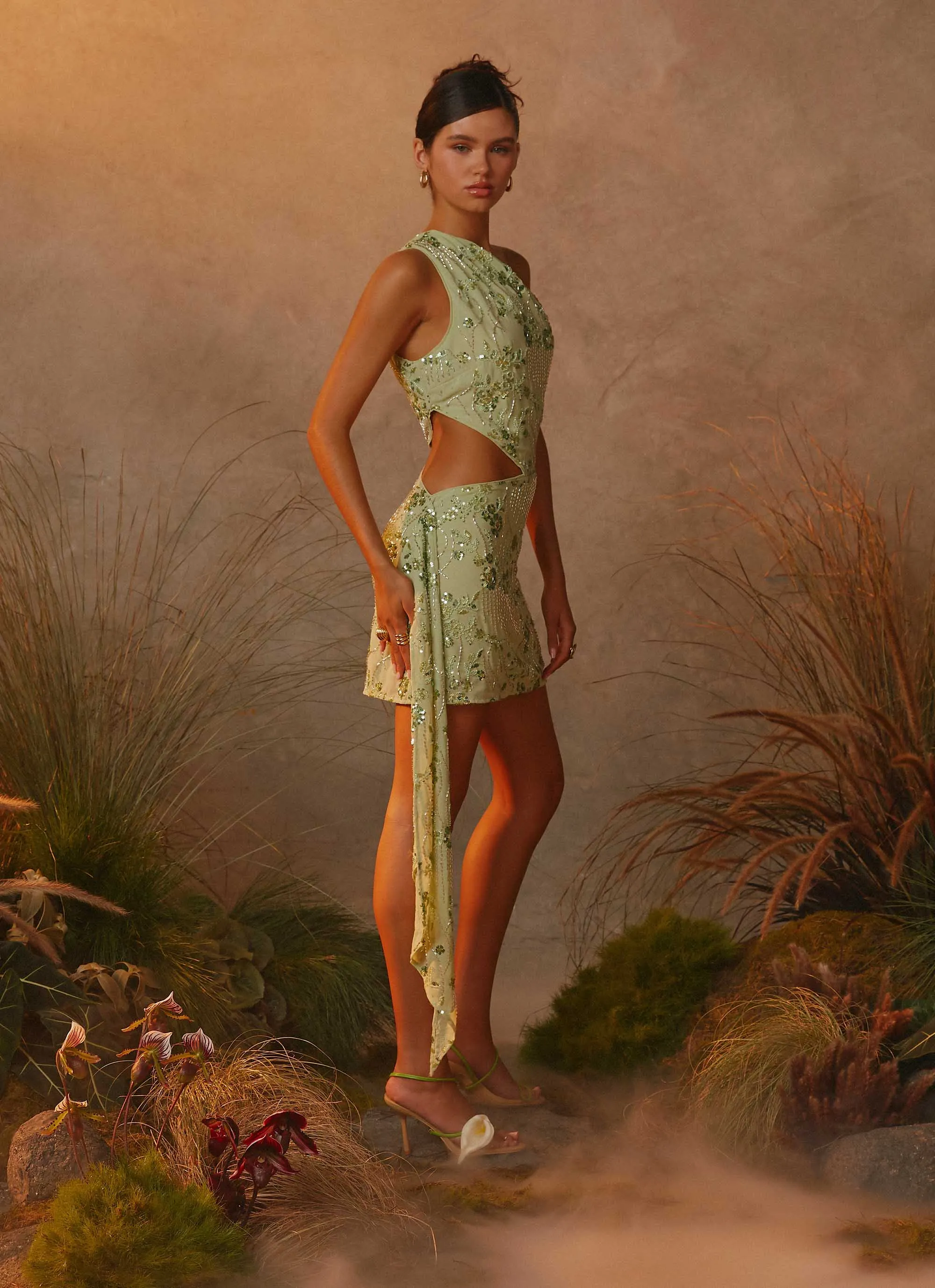 Juelz Beaded Mini Dress - Lime Chic Style Wear