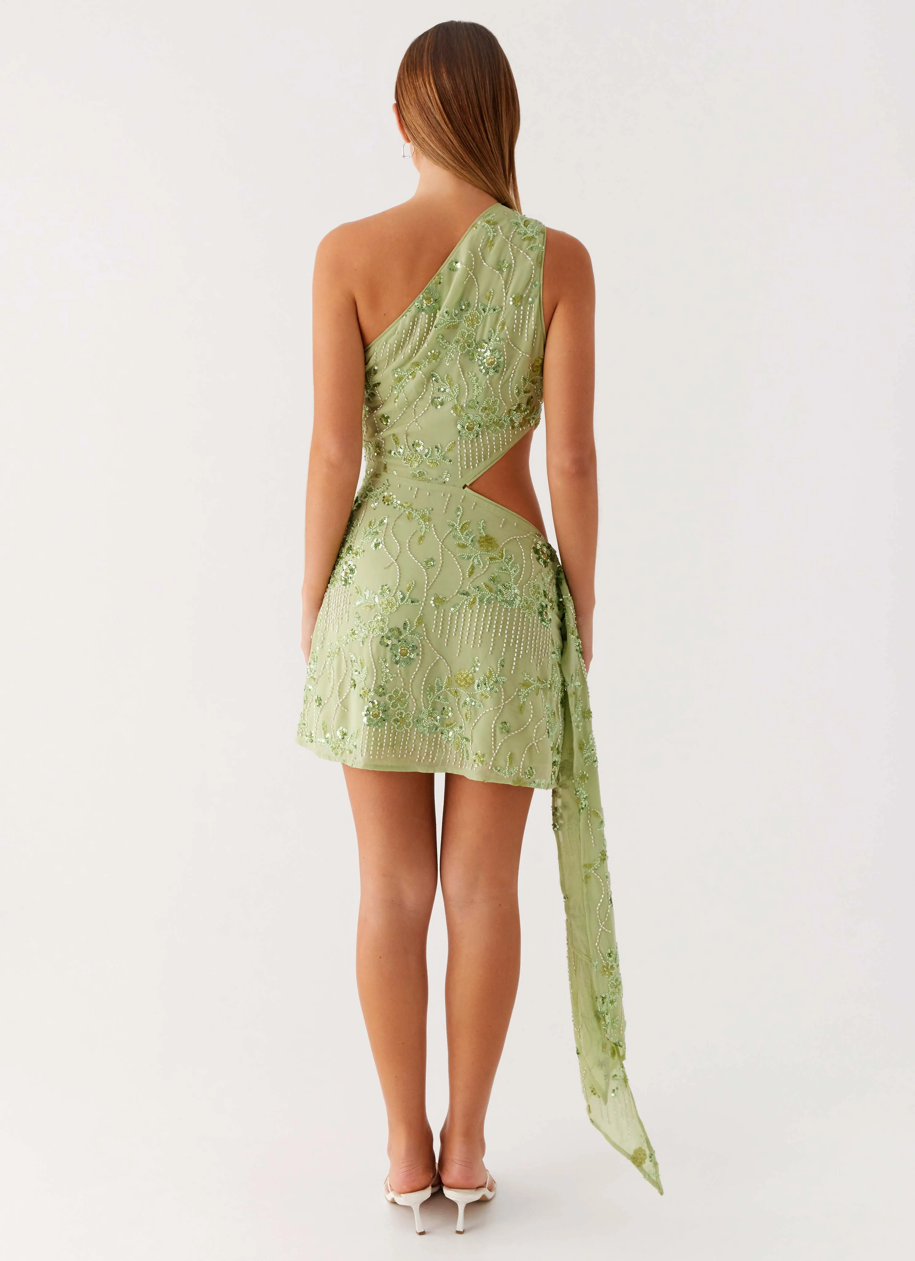 Juelz Beaded Mini Dress - Lime Bless Glow