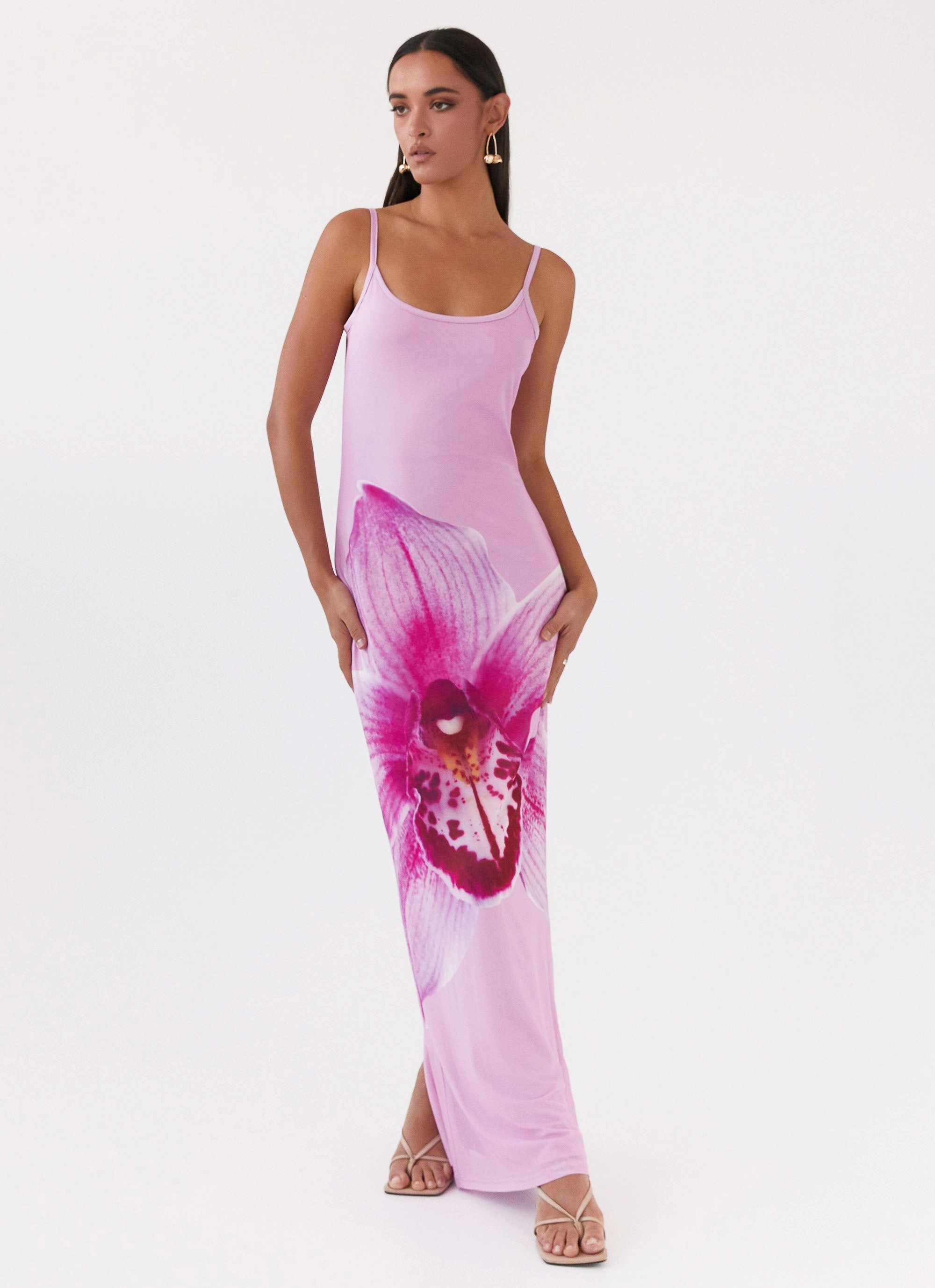 Scandi Light Balanced feel Bad News Mesh Maxi Dress - Pink Magnolia