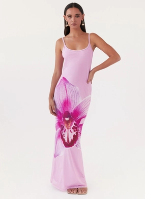 Polished Fit Relax Tones Bad News Mesh Maxi Dress - Pink Magnolia