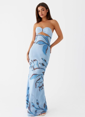 Tropicana Maxi Dress - Blue Floral Party Perfect