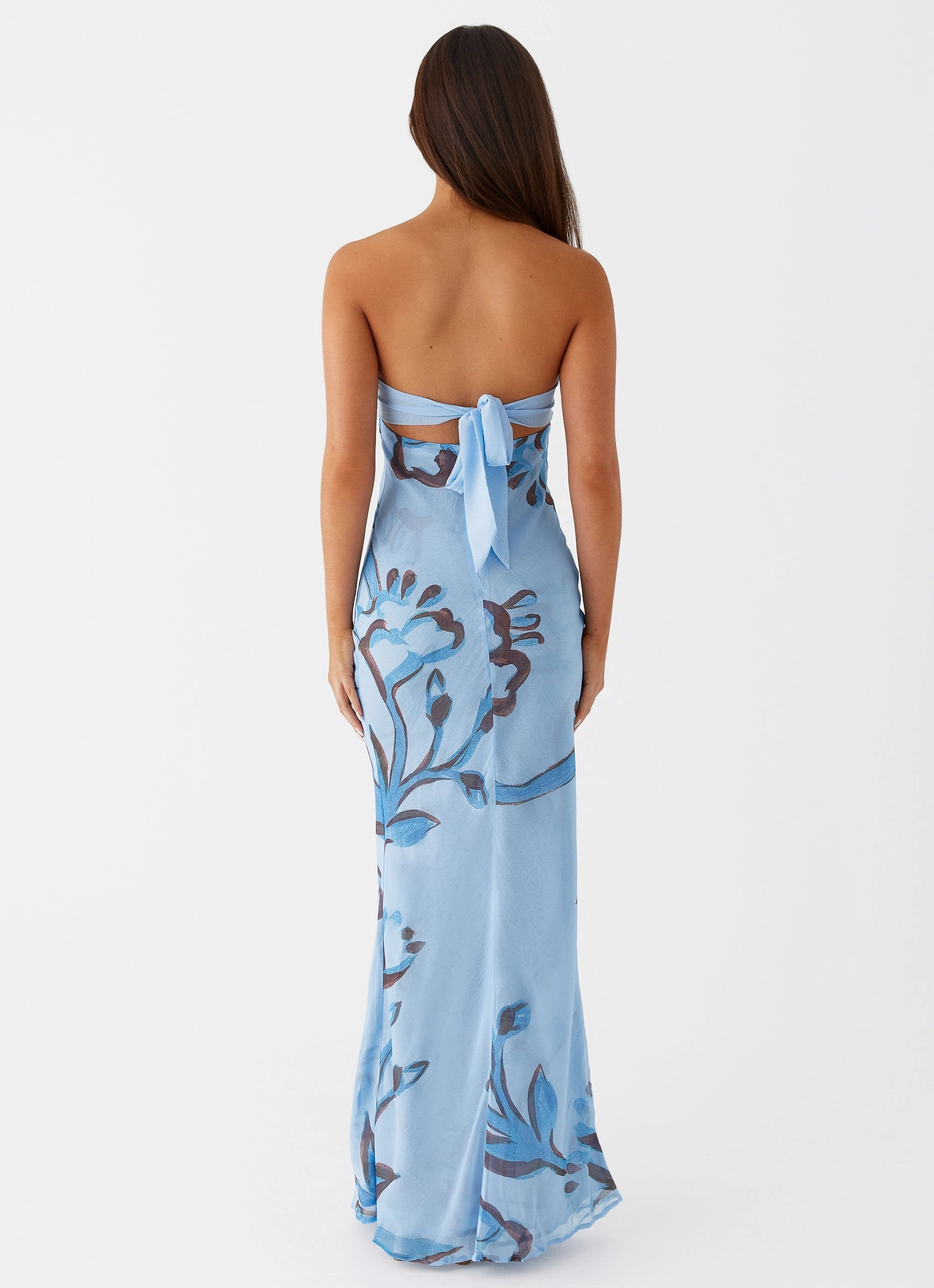 Tropicana Maxi Dress - Blue Floral Comfort Stretch Sequin-Detail