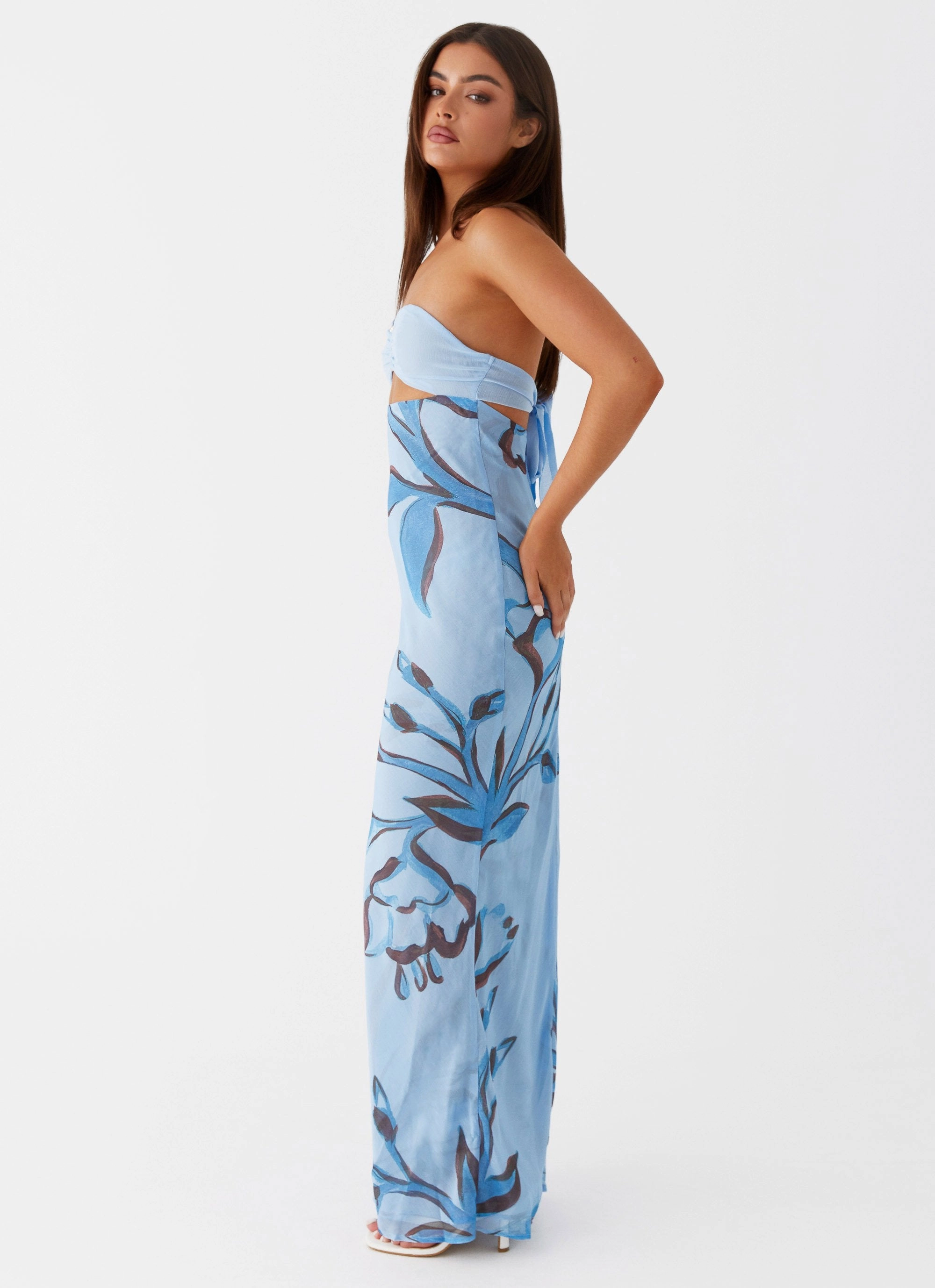 Patterned-Fabric Tropicana Maxi Dress - Blue Floral