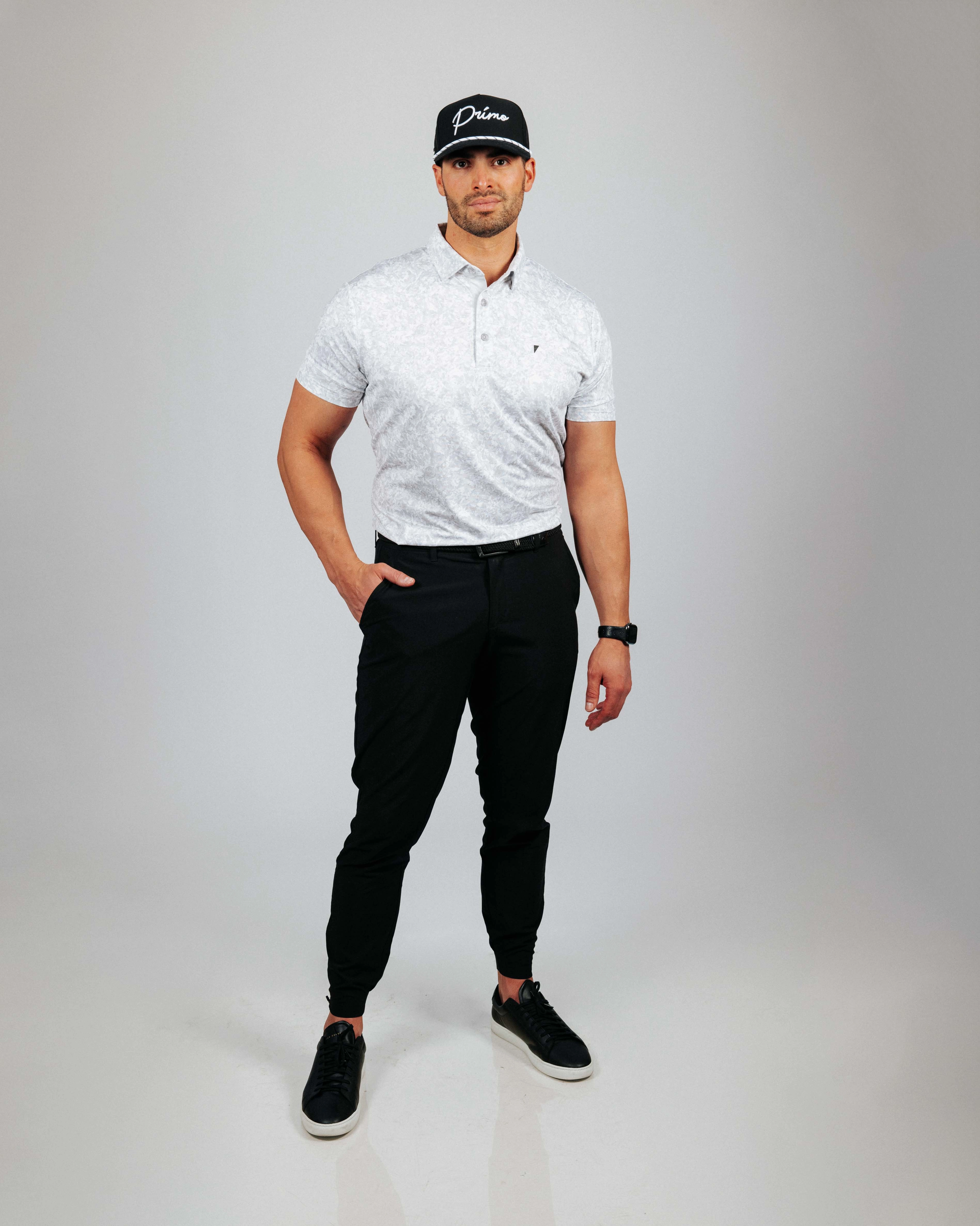 Snow Camo Classic Polo NonIrritating Ribbed Knit Fabric
