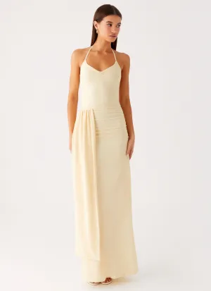 Fit Base Soft Layering Signal Halter Maxi Dress - Sunny Yellow