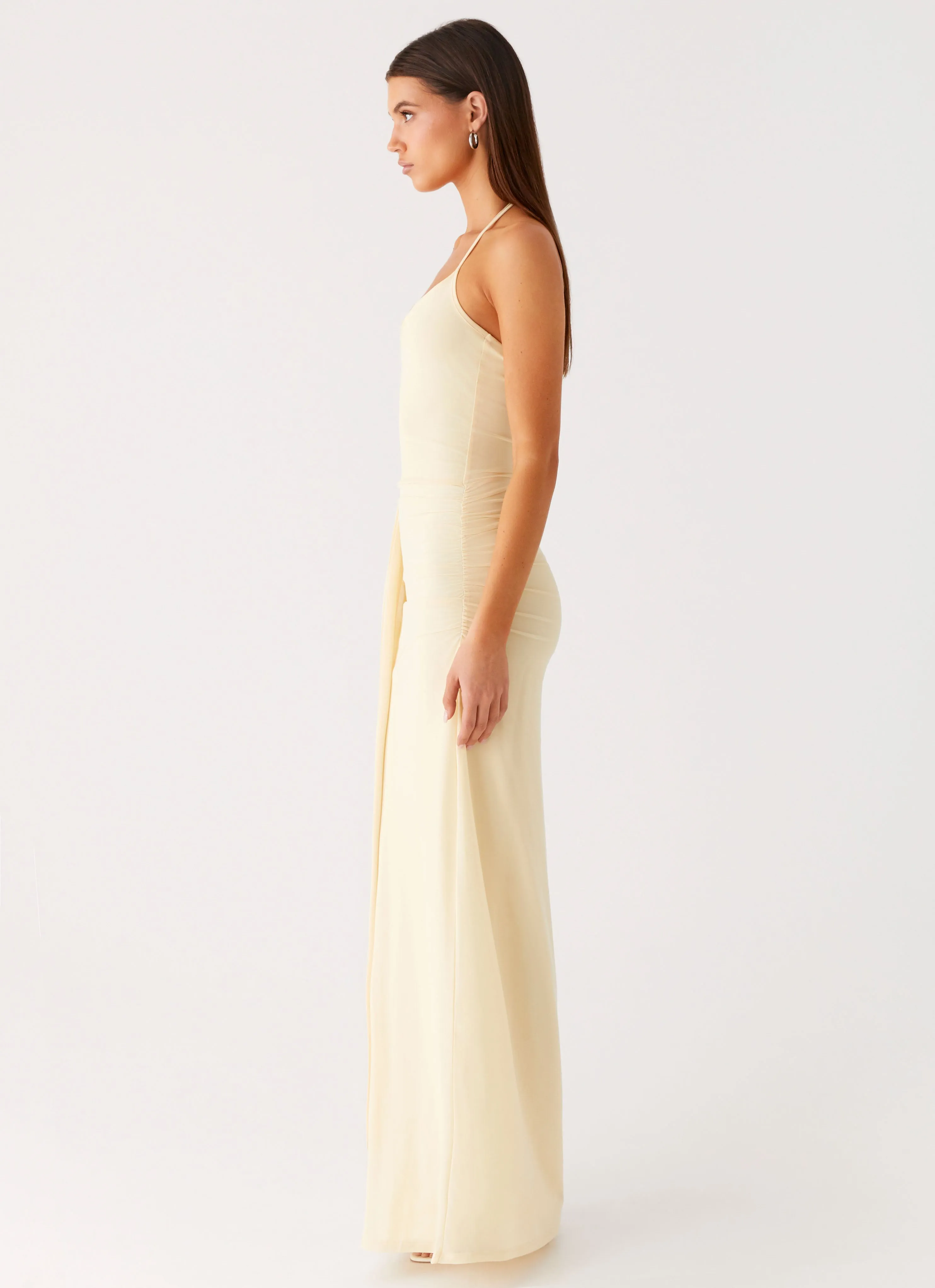 Signal Halter Maxi Dress - Sunny Yellow Long Lines SustainableCotton