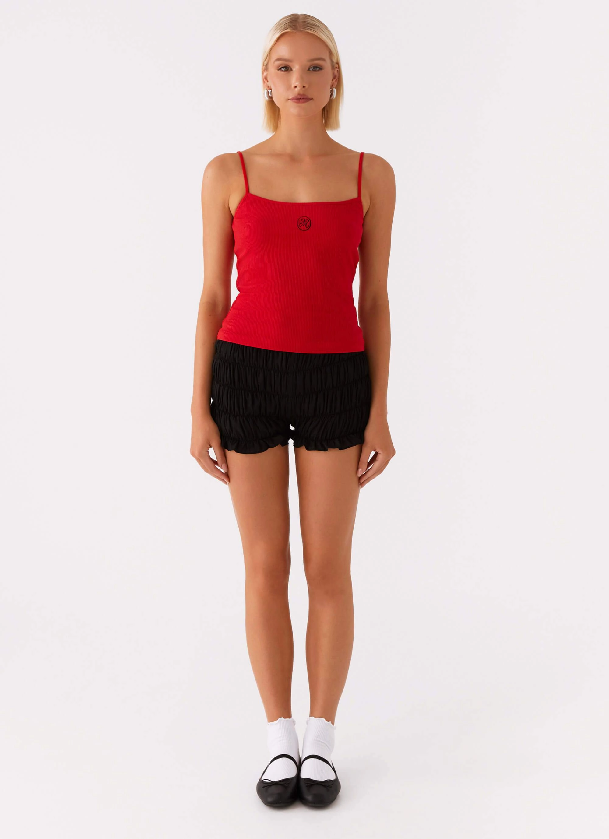 Signature Monogram Cami - Red ConvertibleSleeves TwillWeave