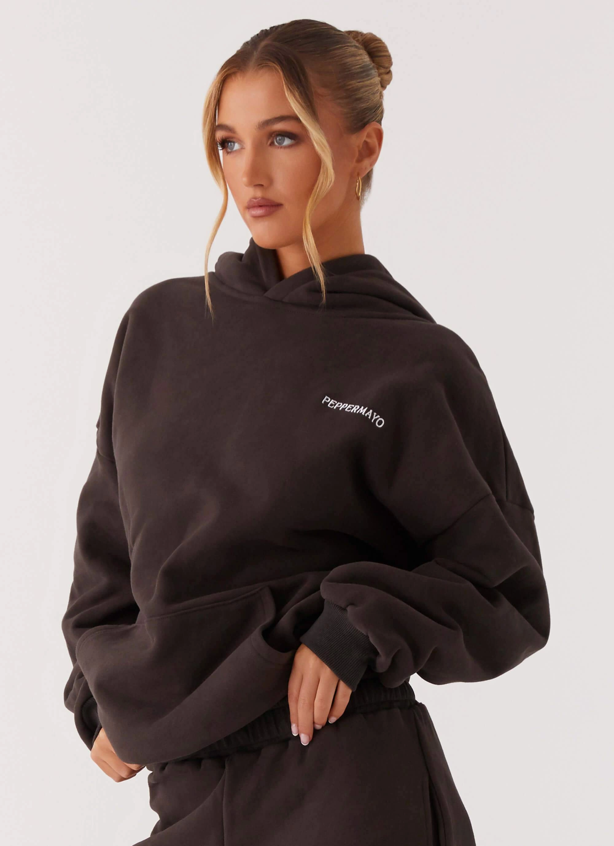 Easy Care Material Signature Oversized Hoodie - Charcoal