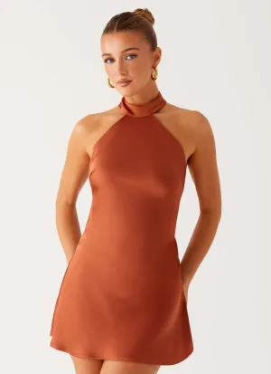 All-Occasion Wear Cafe Vibe Golden Dunes Mini Dress - Rust