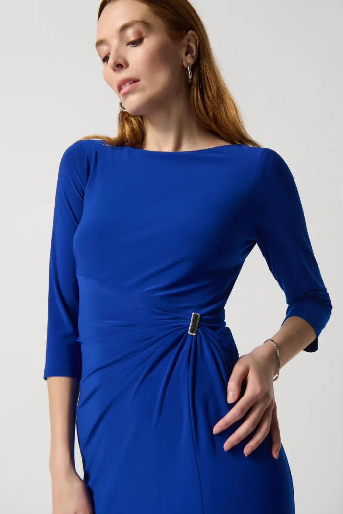 Silky Knit Sheath Dress With Ornament Detail