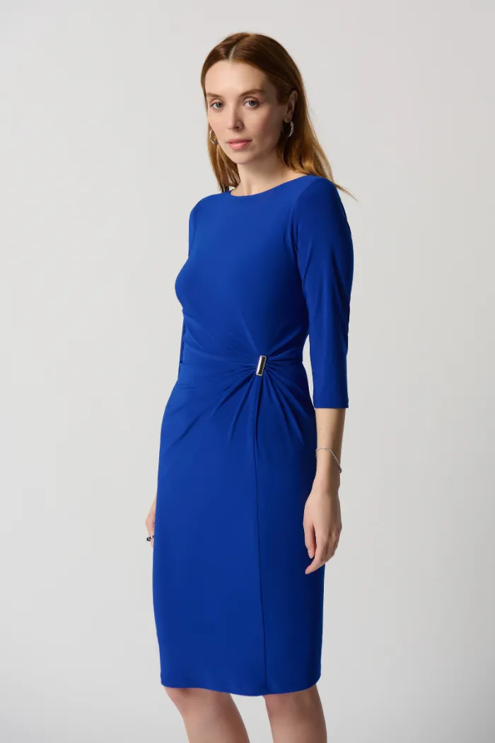 Silky Knit Sheath Dress With Ornament Detail