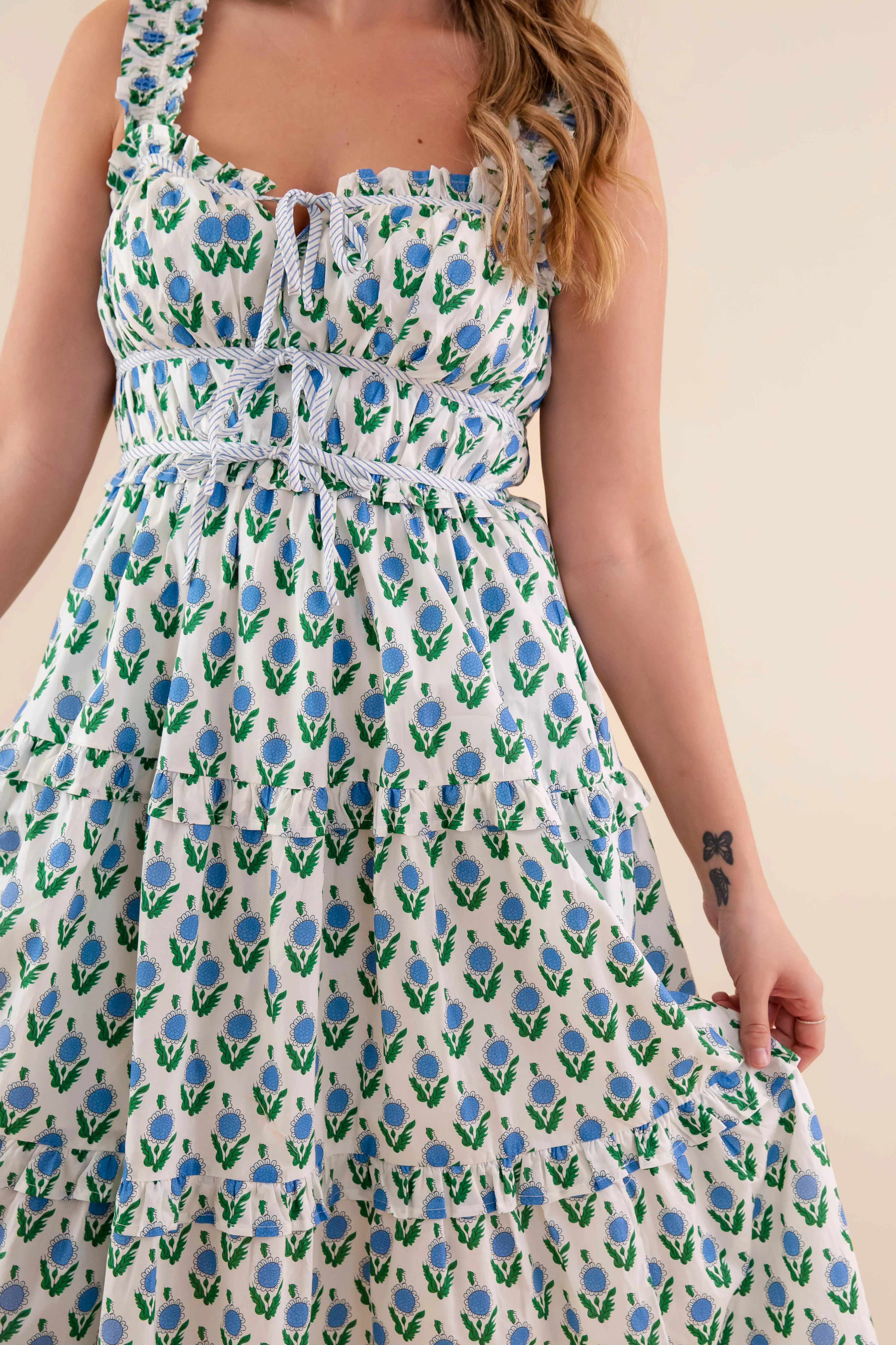 Petite friendly Owe It To You Midi Dress-Blue