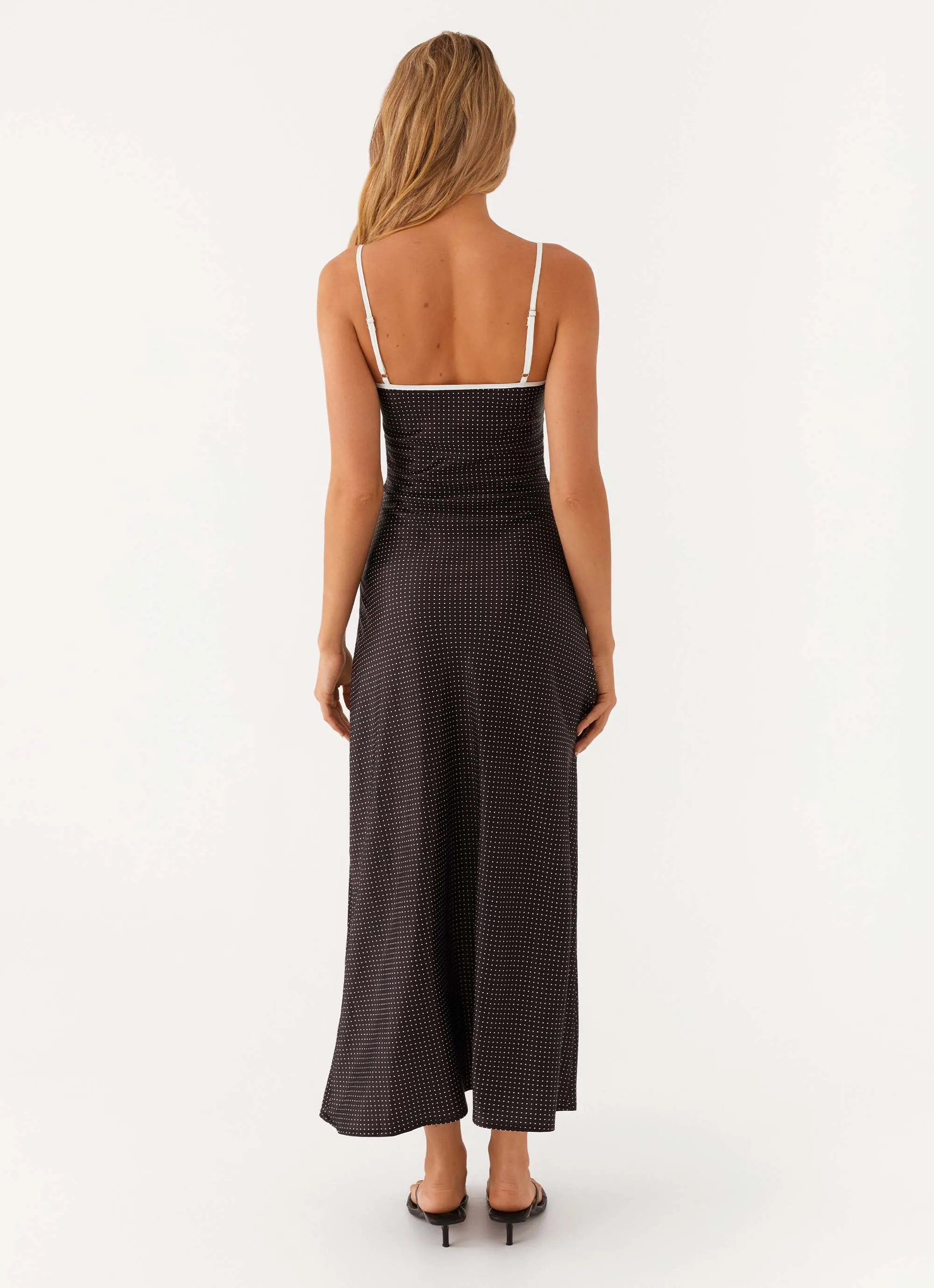 Beauty Zone Polite Vibe Sistine Midi Dress - Black Polkadot