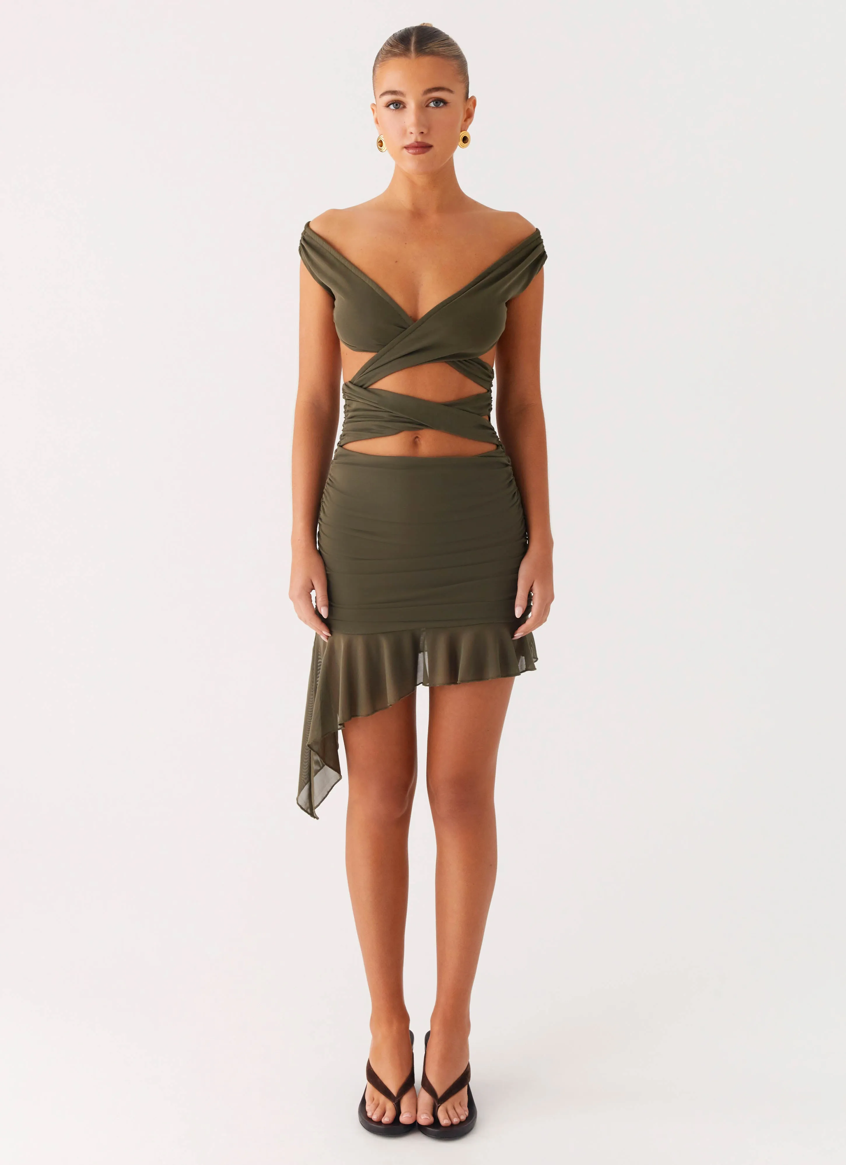 sweet moment Ivy Whisper Mini Dress - Khaki