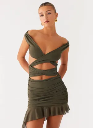 Smart Comfort Ivy Whisper Mini Dress - Khaki