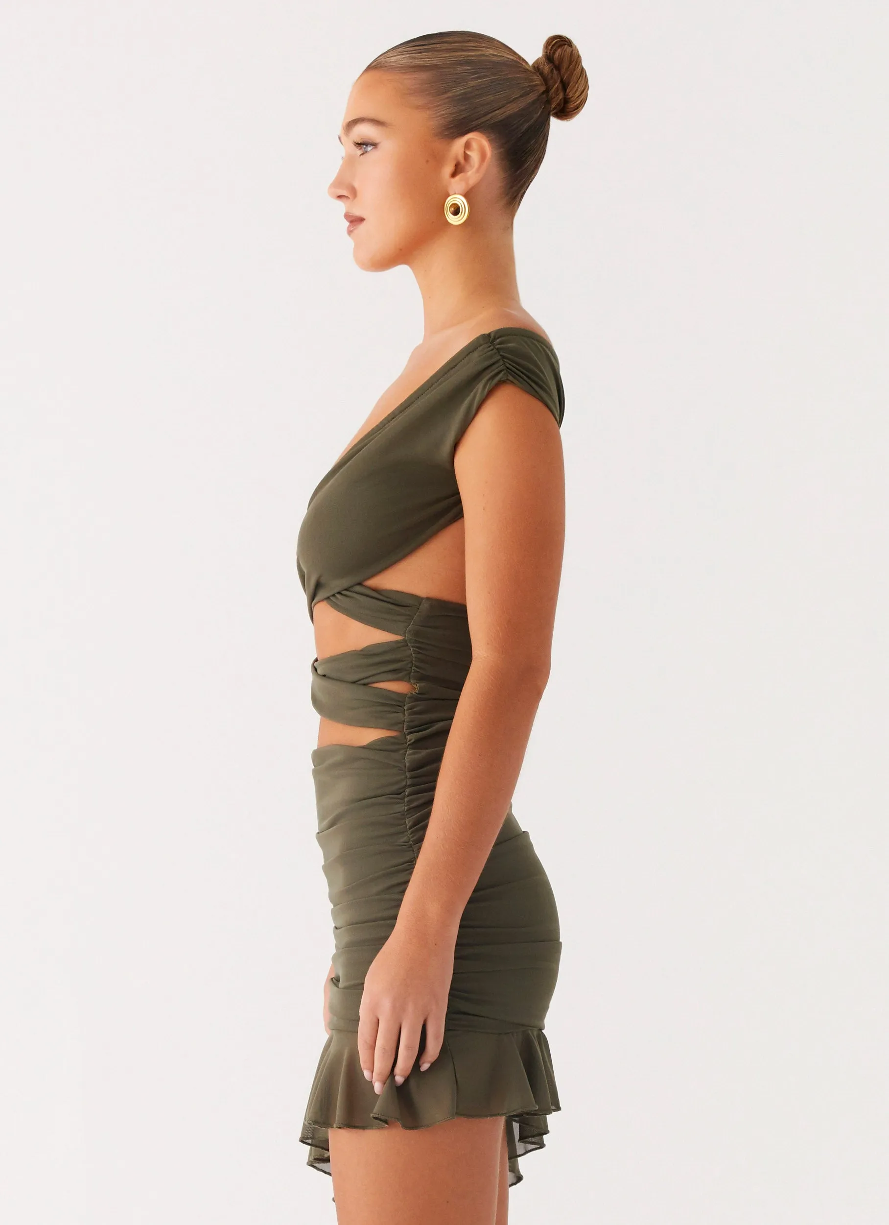 Brunch Outfit Ivy Whisper Mini Dress - Khaki